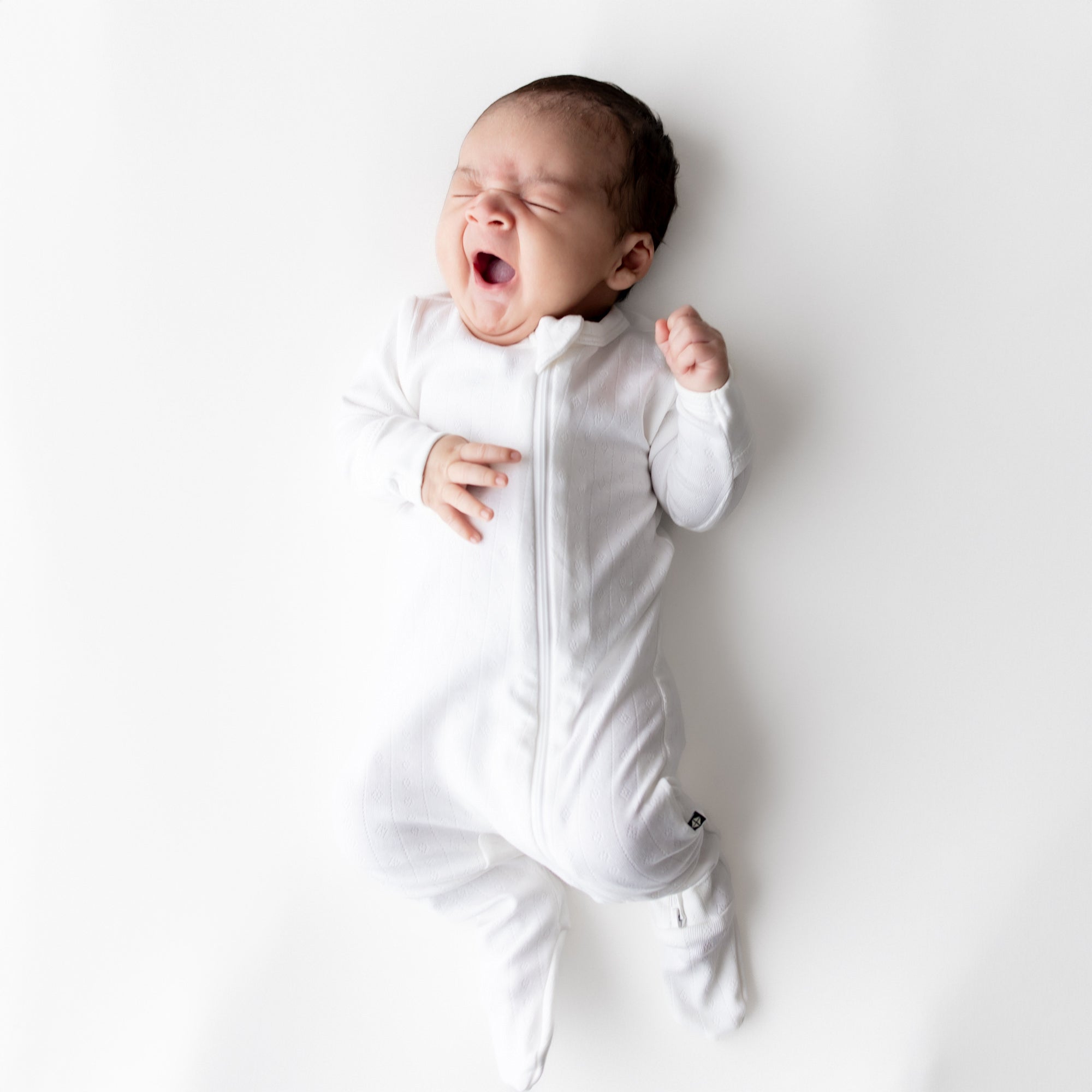 Pointelle Zippered Footie in Cloud - Image 5