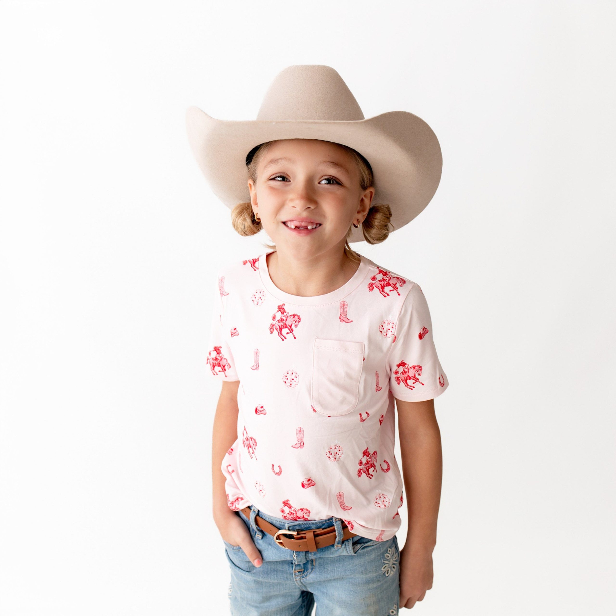 Toddler Crew Neck Tee in Disco Cowgirl