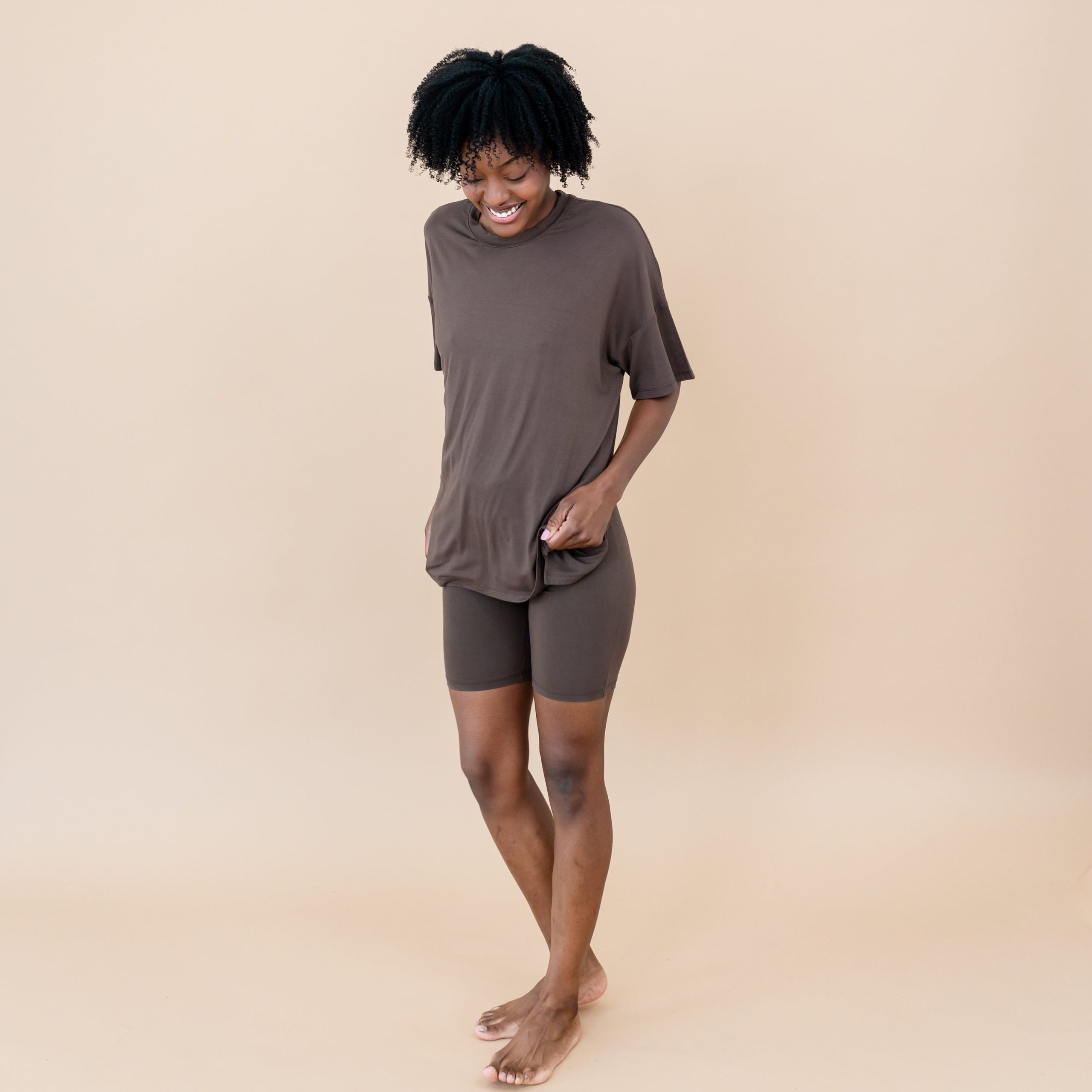 Women's Biker Short Set in Espresso - Image 6