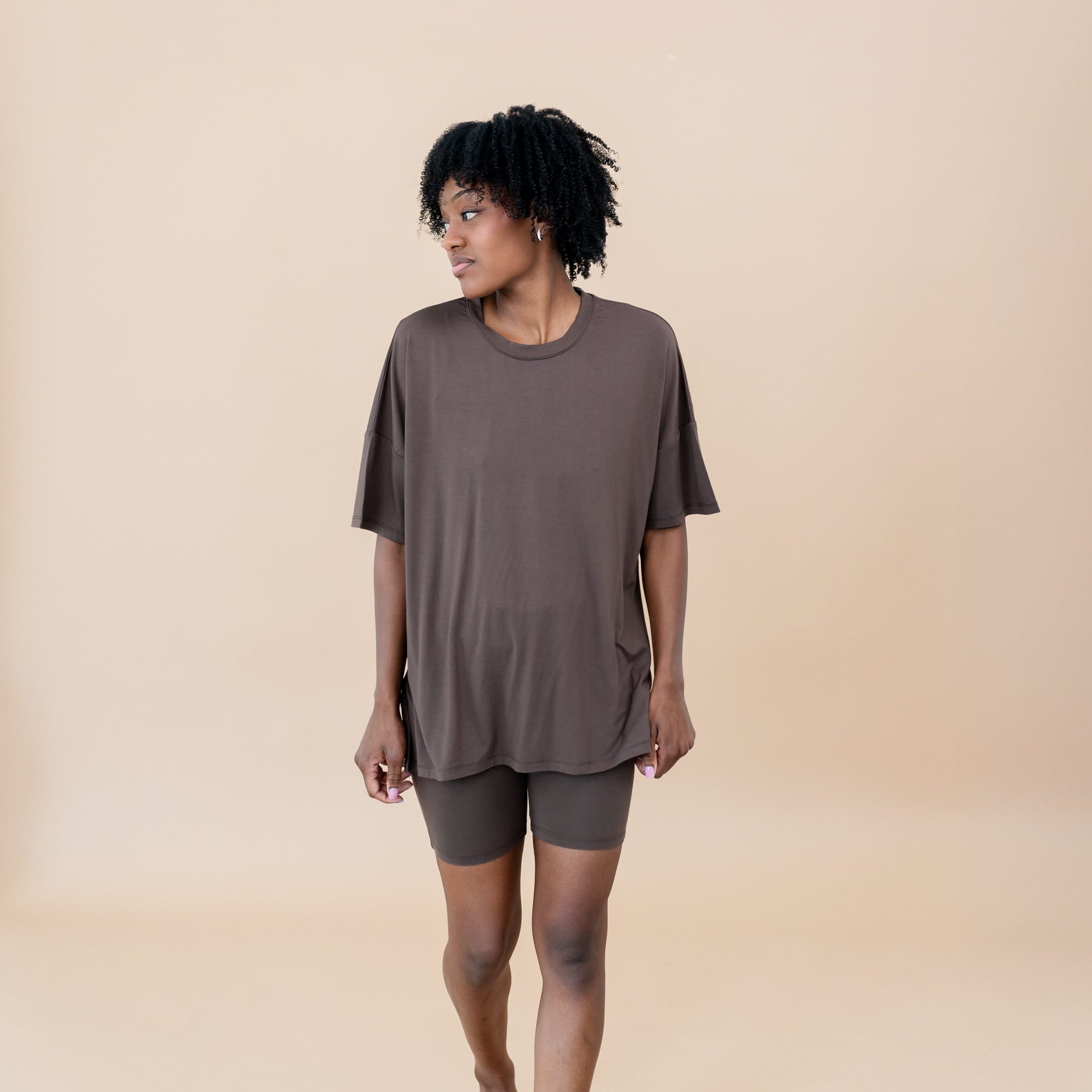 Women's Biker Short Set in Espresso - Image 5