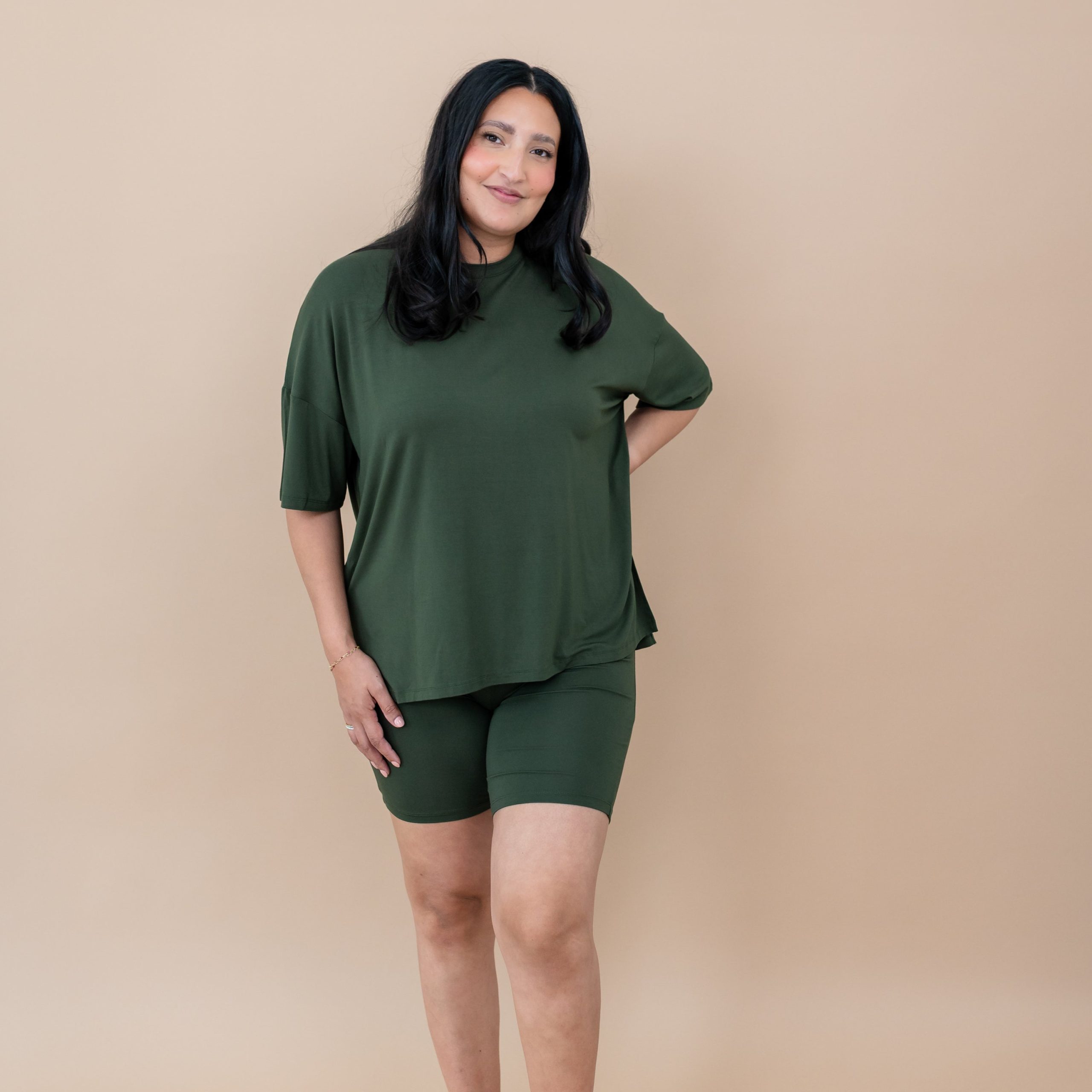 Women's Biker Short Set in Fir - Image 3