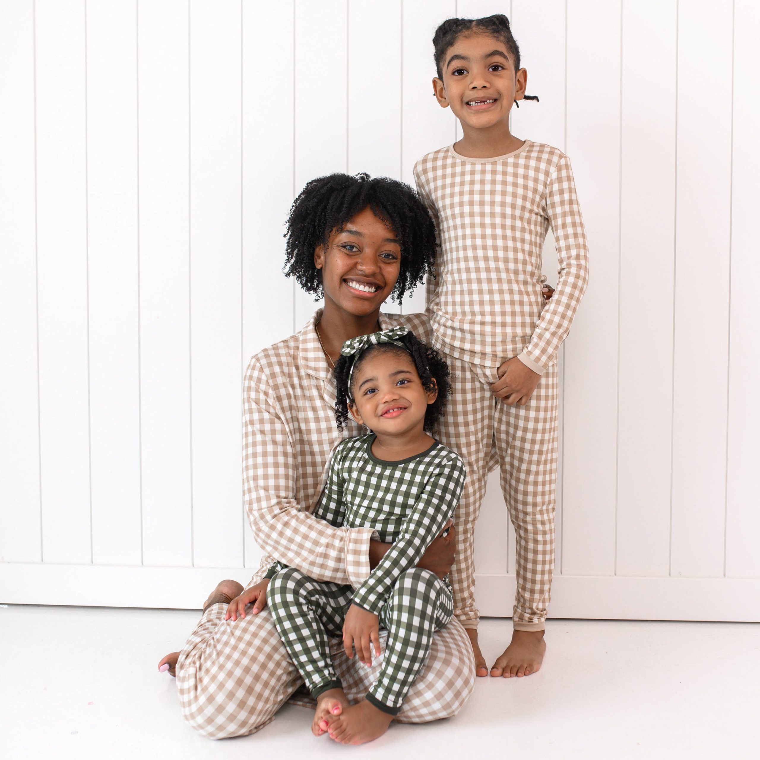 Long Sleeve Pajamas in Gingham Bisque - Image 3