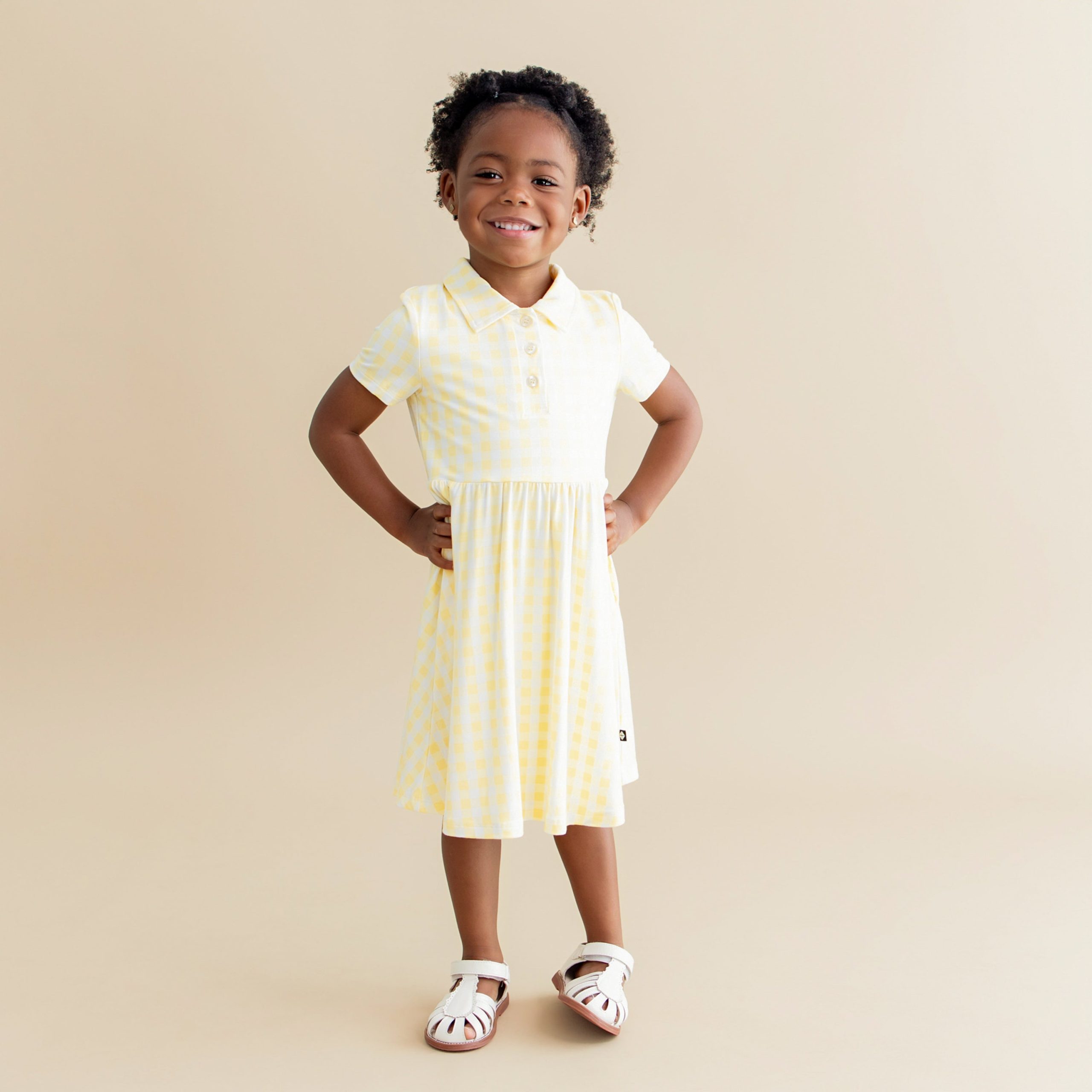 Polo Dress in Gingham Chamomile - Image 3