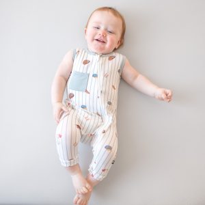 Zippered Sleeveless Romper in Home Run