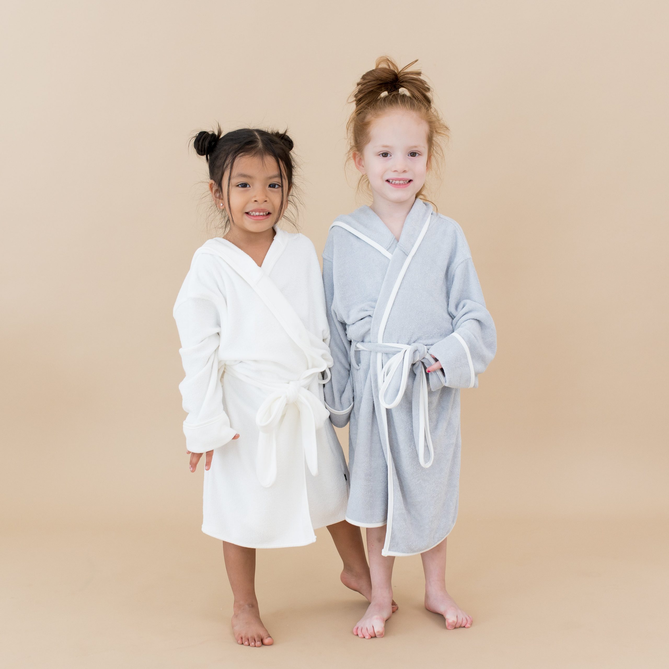 Hooded Bath Robe in Storm with Cloud Trim - Image 3