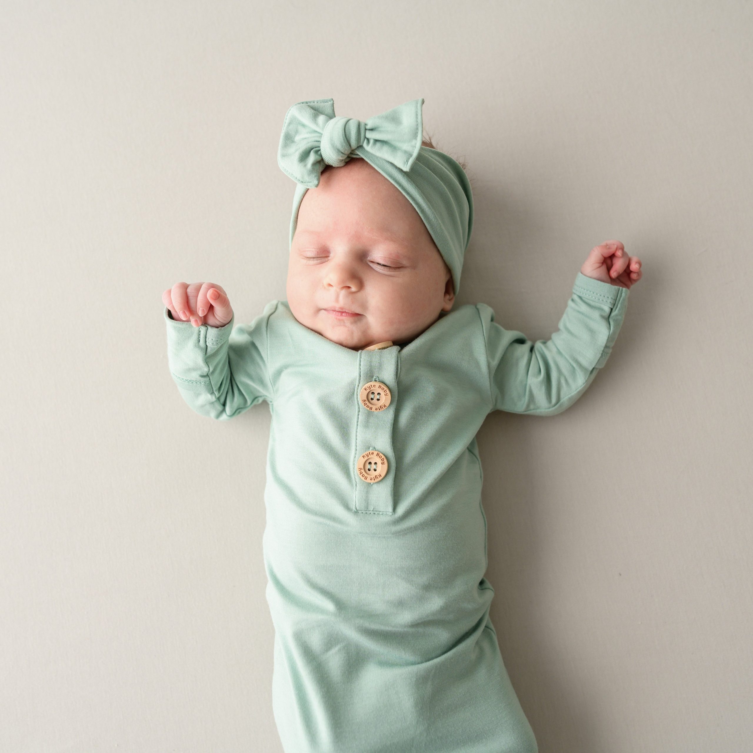 Knotted Gown with Bow Set in Sage - Image 4