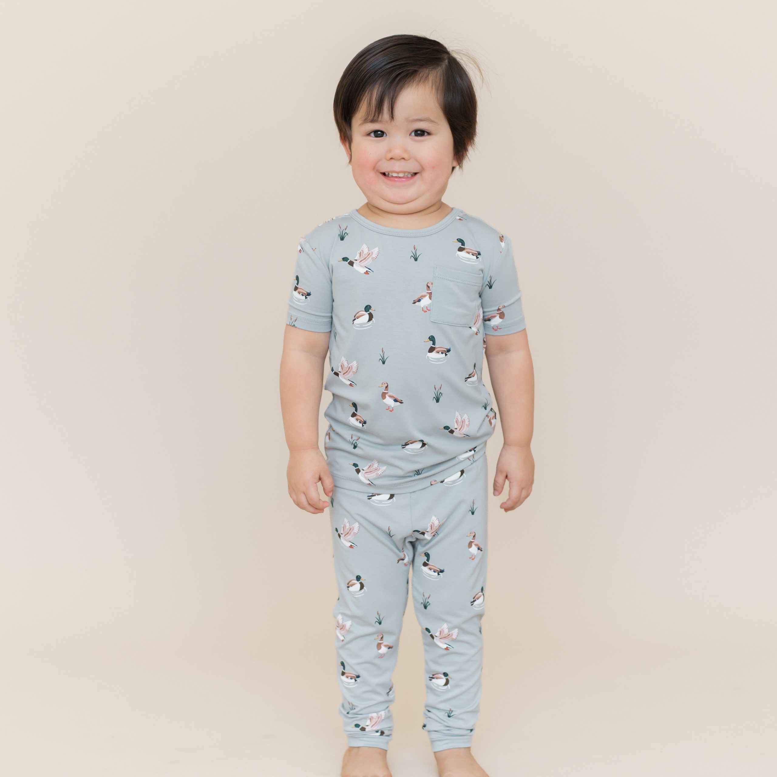 Short Sleeve with Pants Pajamas in Mallard Duck - Image 3