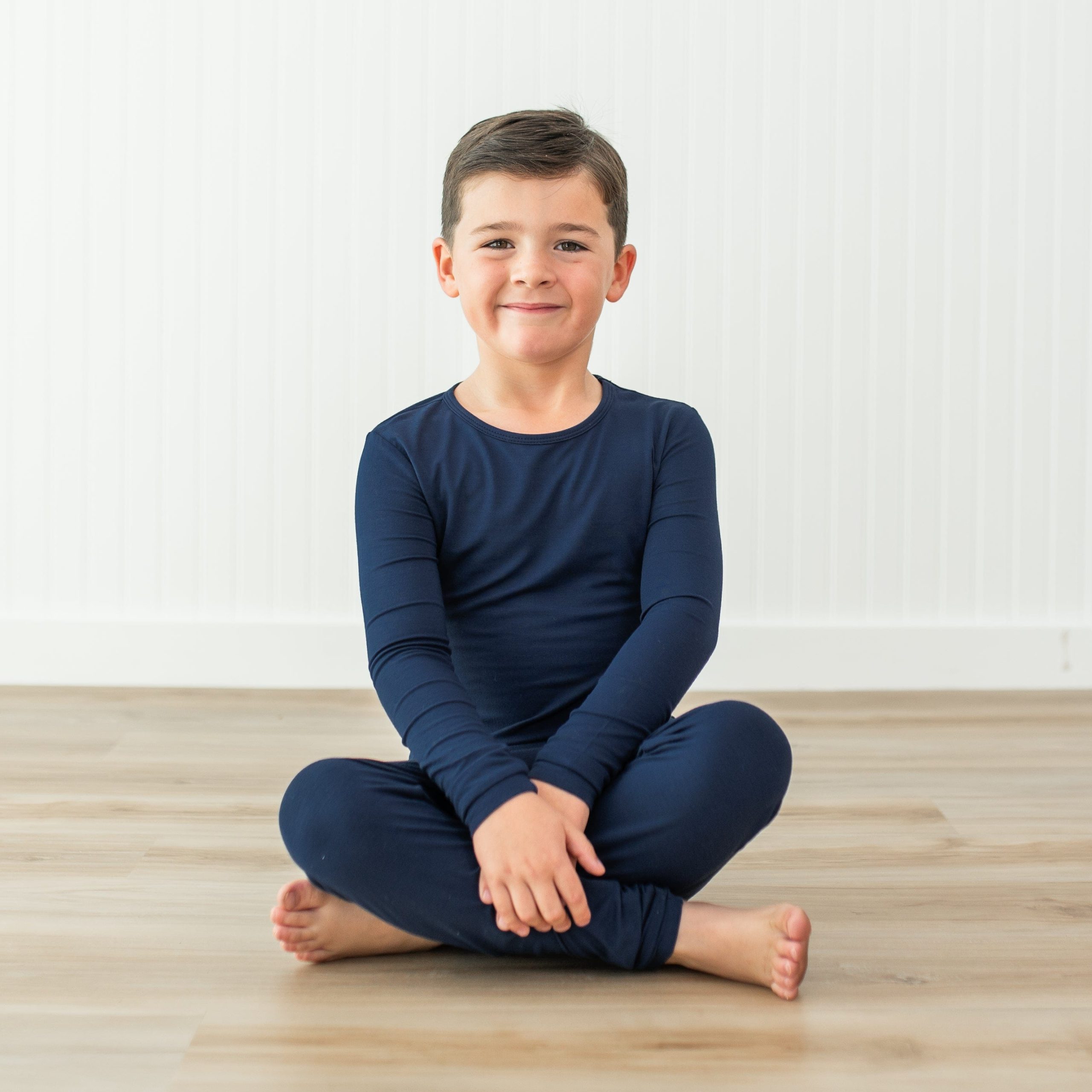 Long Sleeve Pajamas in Navy - Image 3