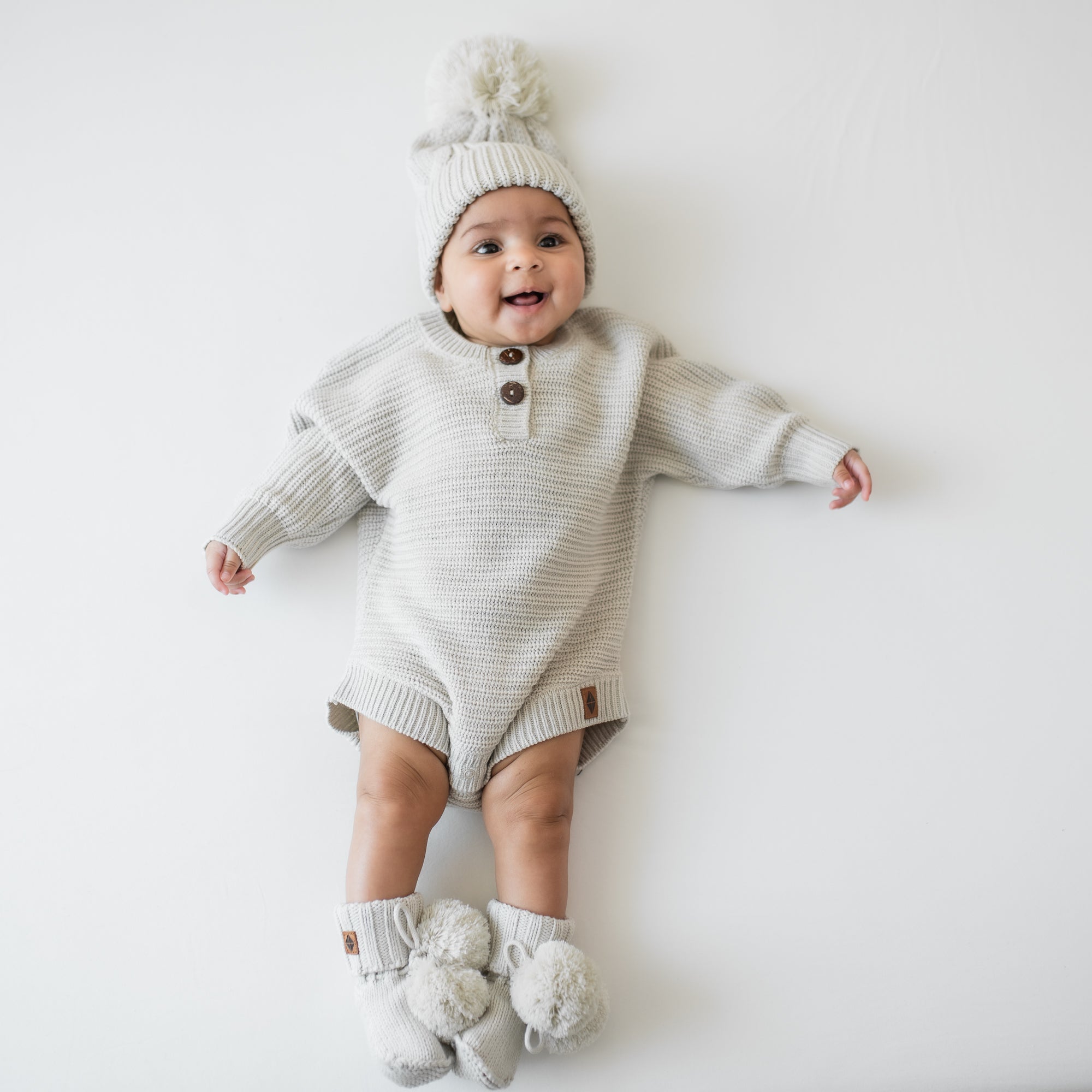 Chunky Cable Knit Beanie in Oat - Image 4
