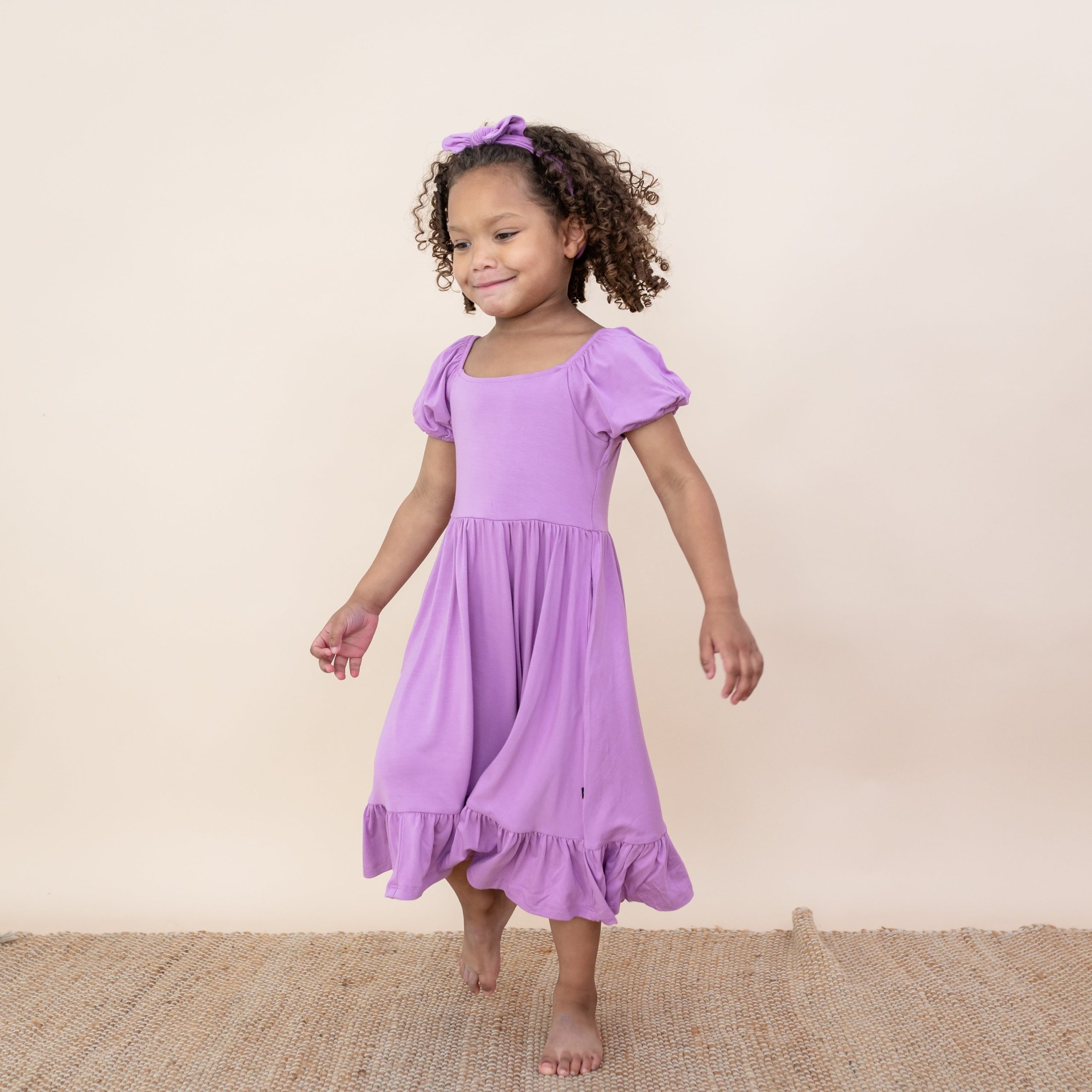 Puff Sleeve Twirl Dress in Poi - Image 3