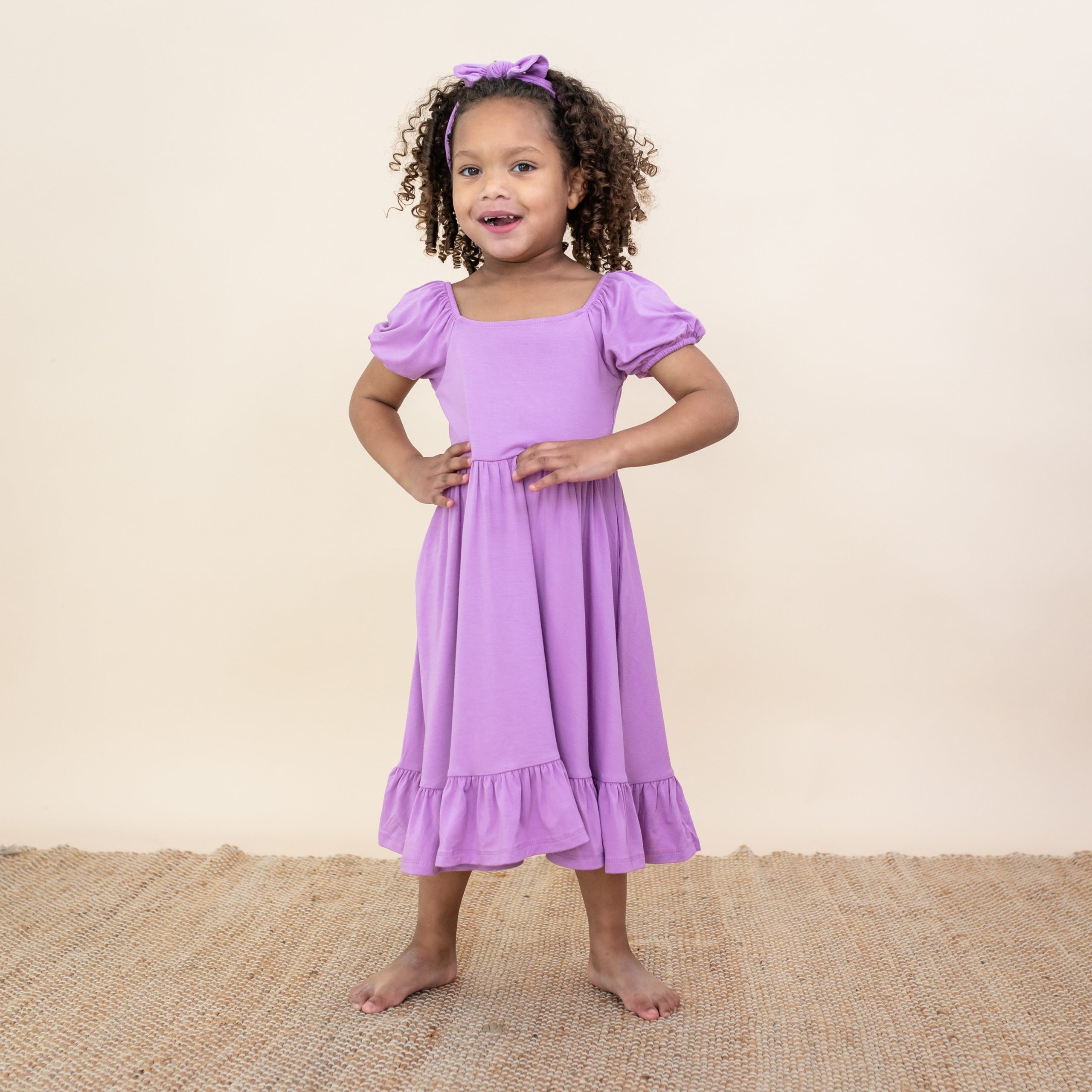 Puff Sleeve Twirl Dress in Poi - Image 4