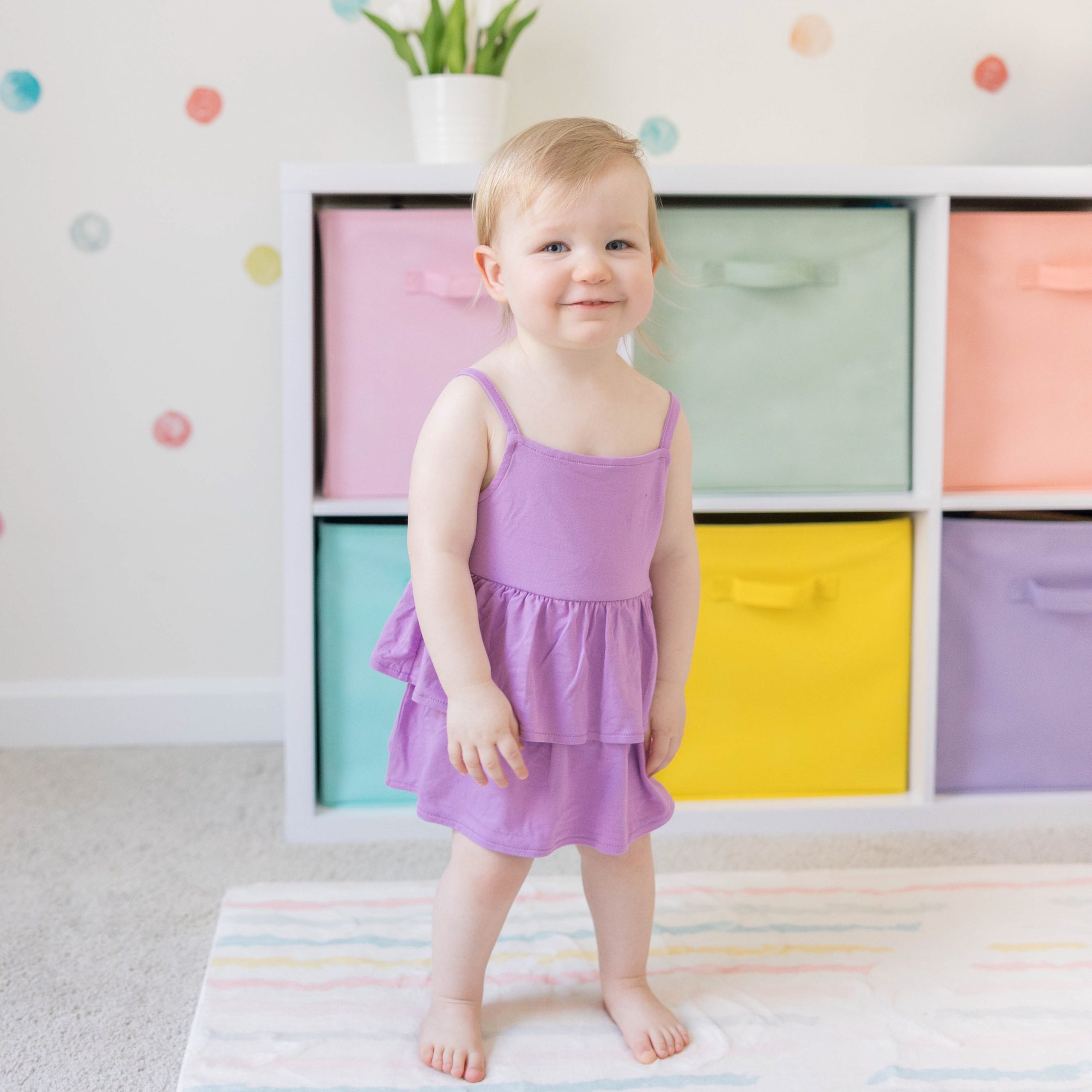 Spaghetti Strap Ruffle Romper in Poi - Image 3