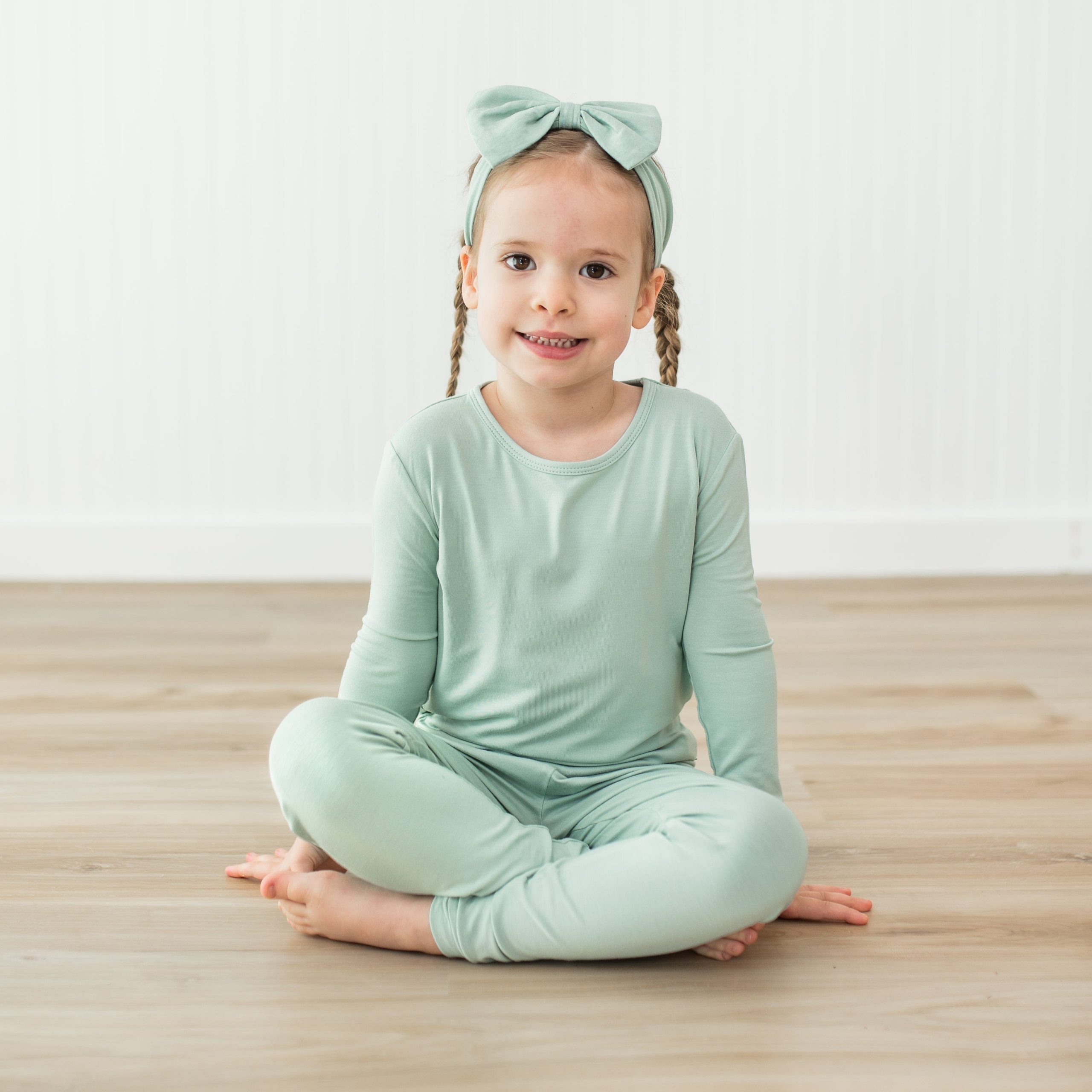 Long Sleeve Pajamas in Sage - Image 3