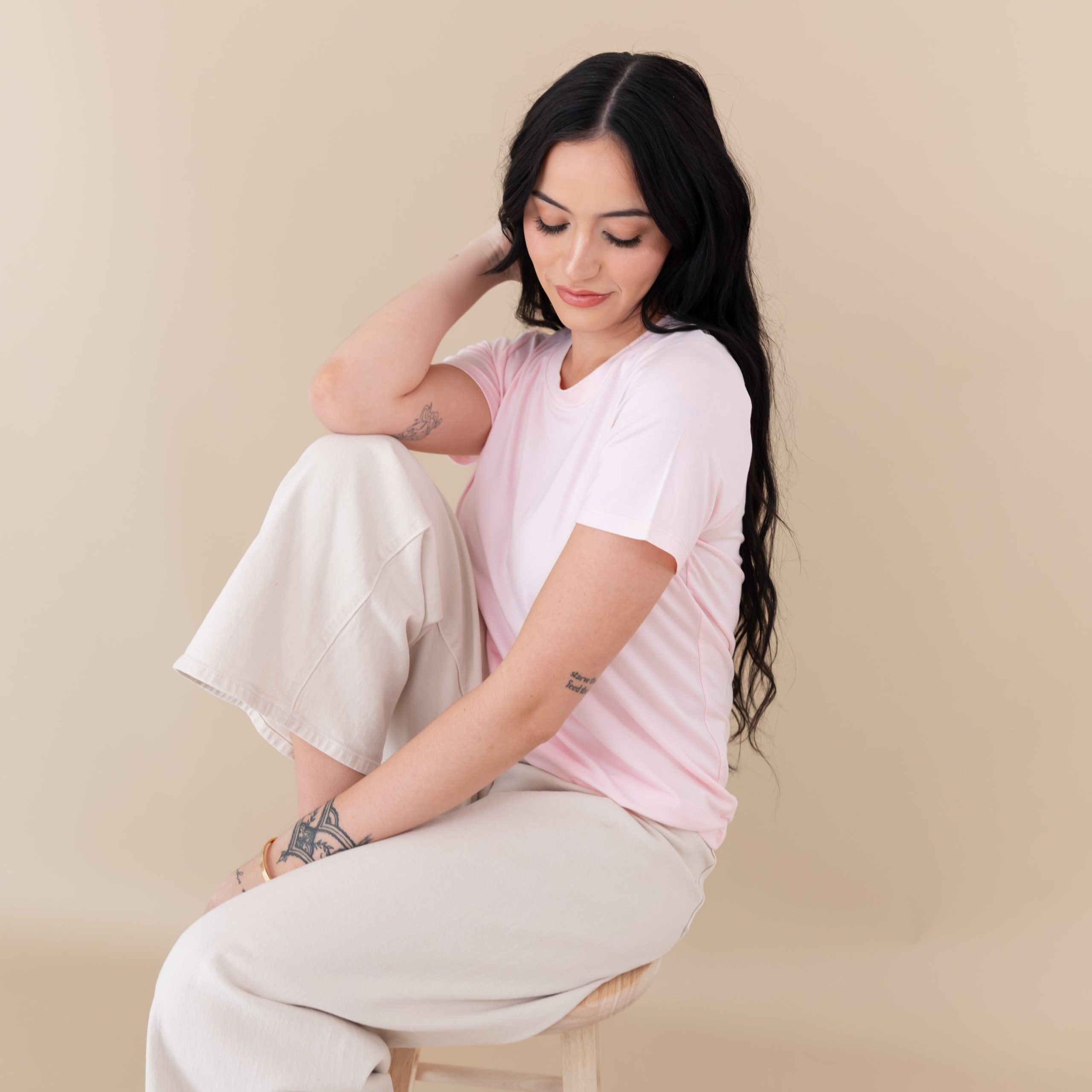 Women's Crew Neck Tee in Sakura - Image 3