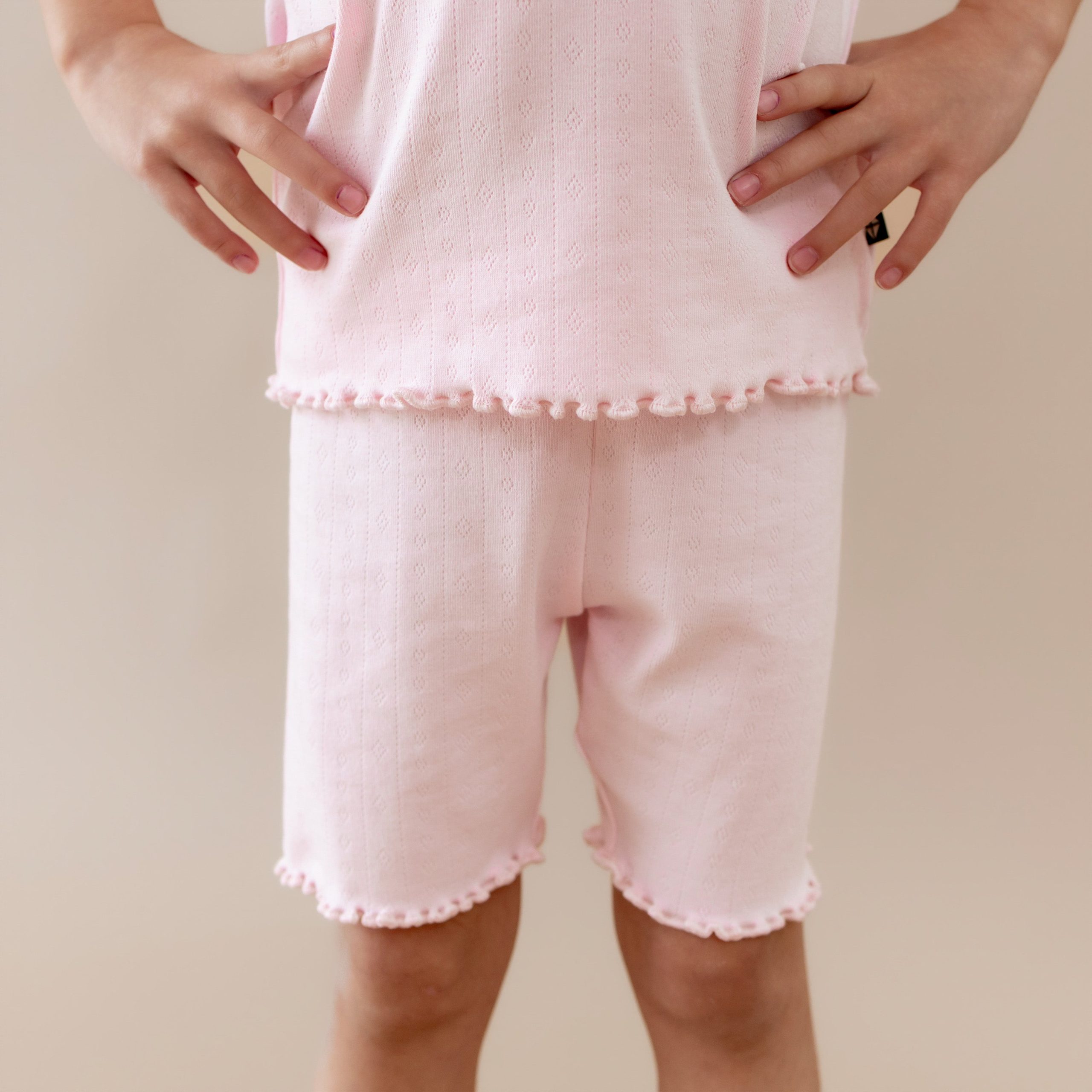 Pointelle Short Sleeve Set in Sakura - Image 4