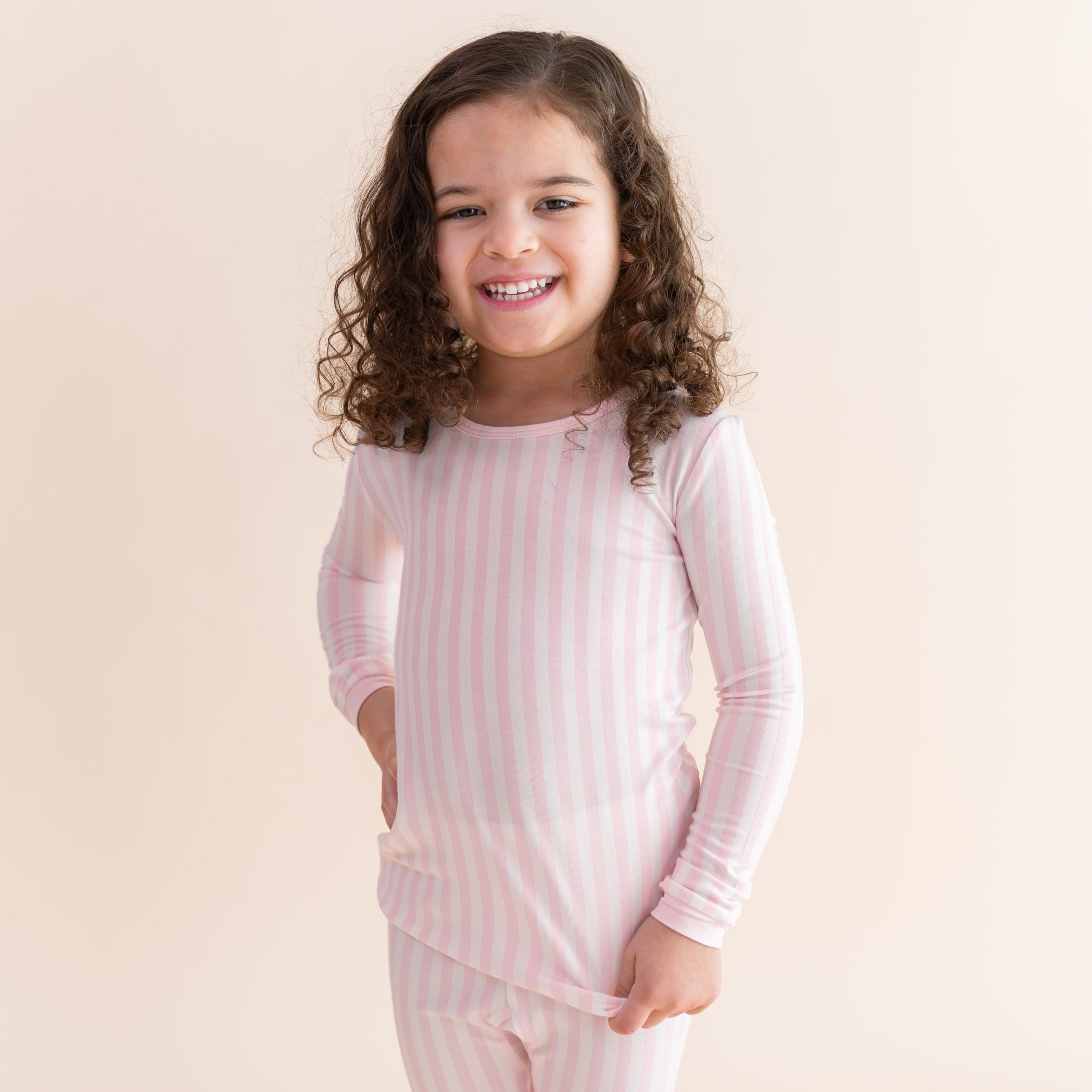 Long Sleeve Pajamas in Small Sakura Stripe - Image 3