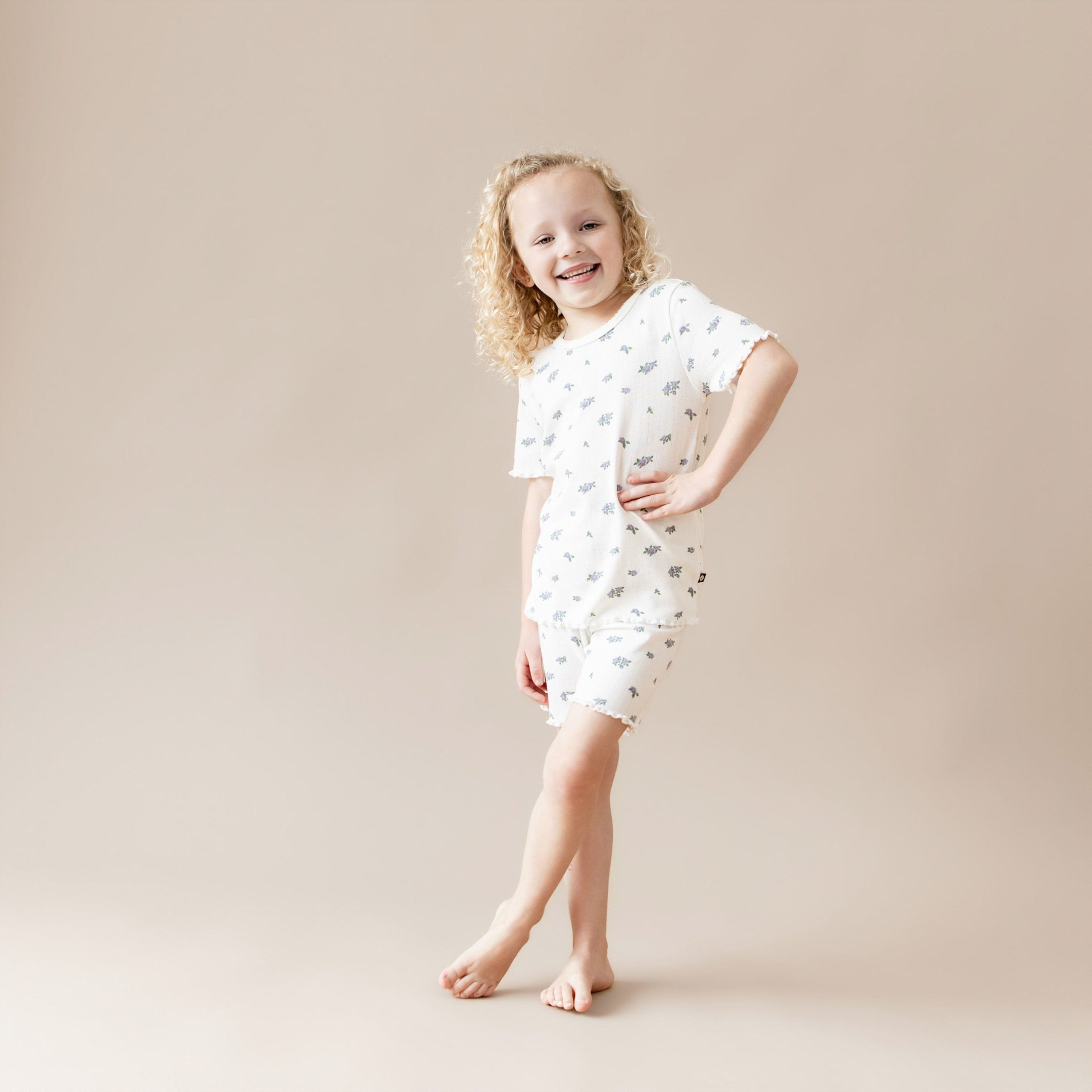 Pointelle Short Sleeve Set in Spray Rose - Image 6