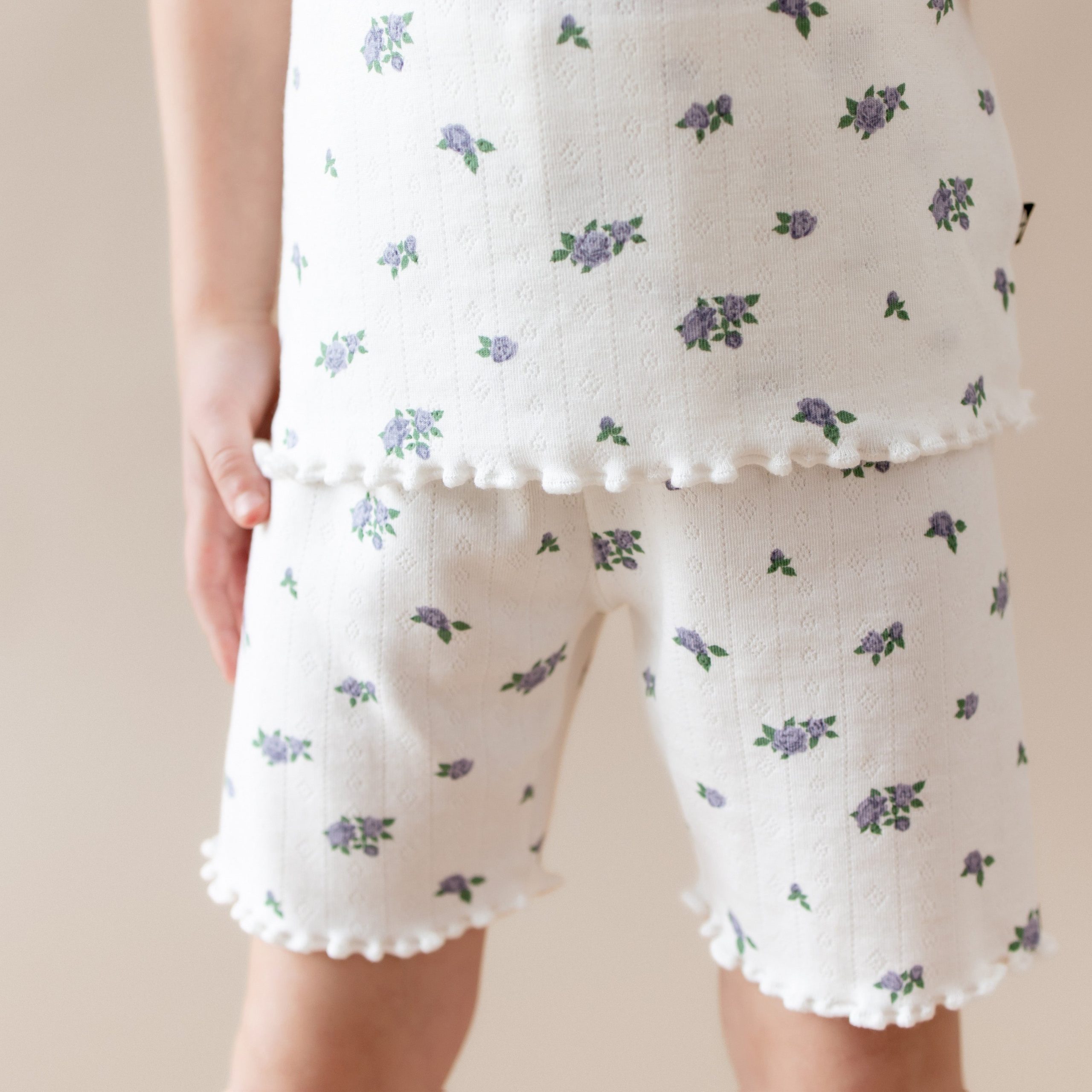Pointelle Short Sleeve Set in Spray Rose - Image 4
