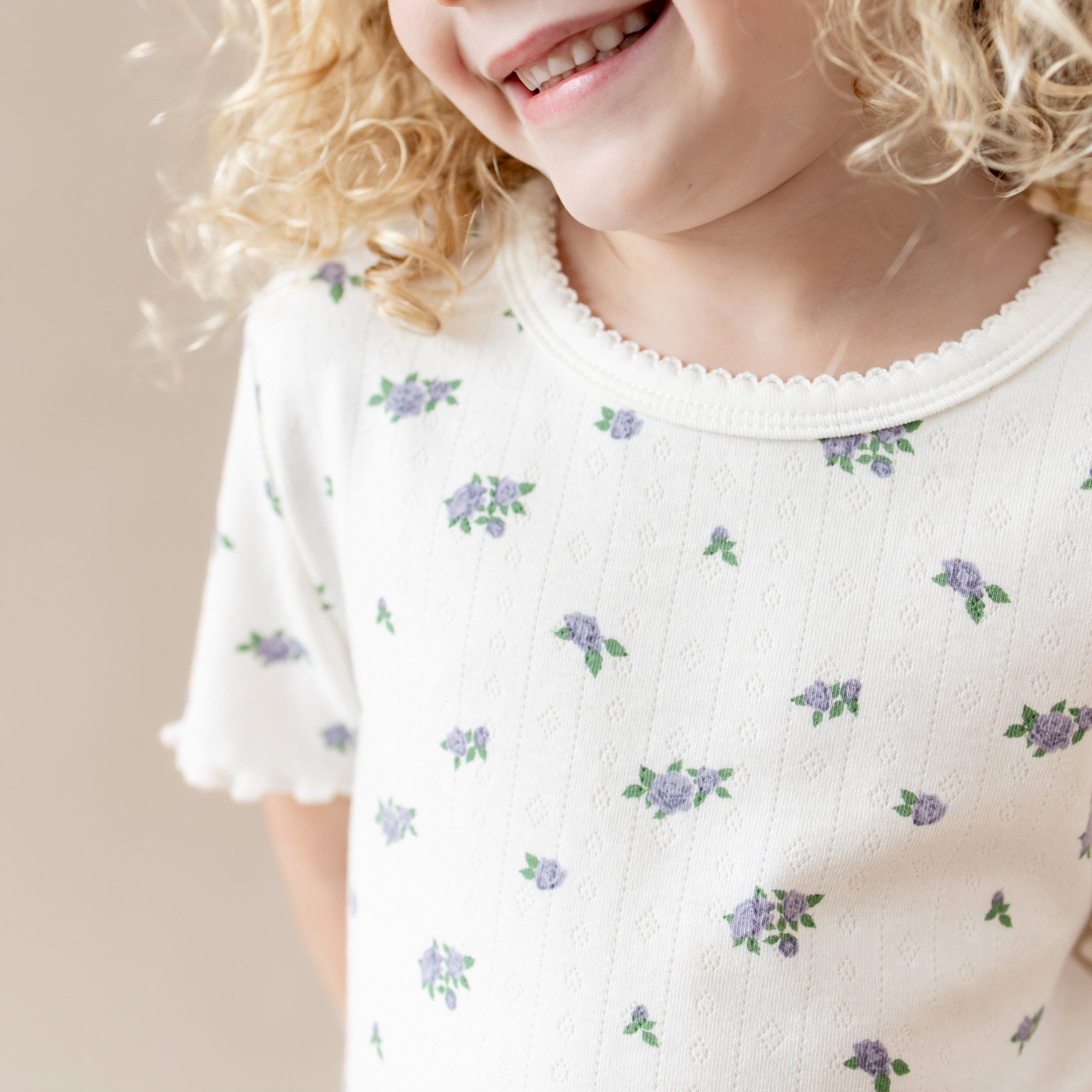 Pointelle Short Sleeve Set in Spray Rose - Image 5