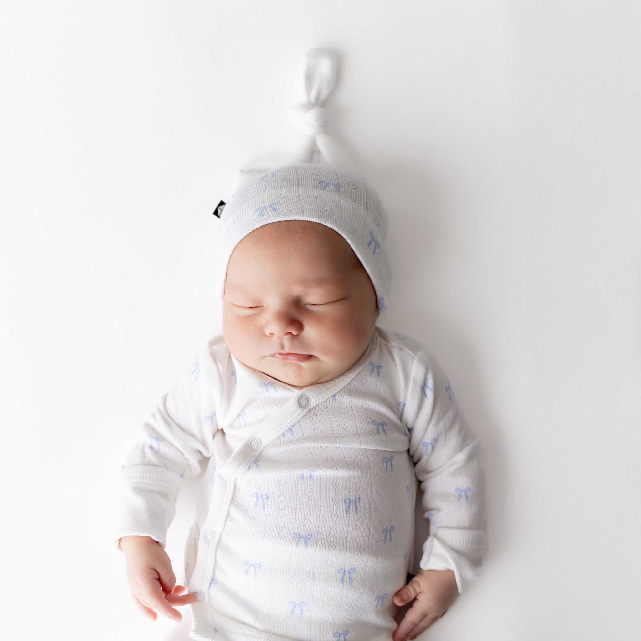 Pointelle Take Me Home Set with Cap in Sweet Blue Bow - Image 4