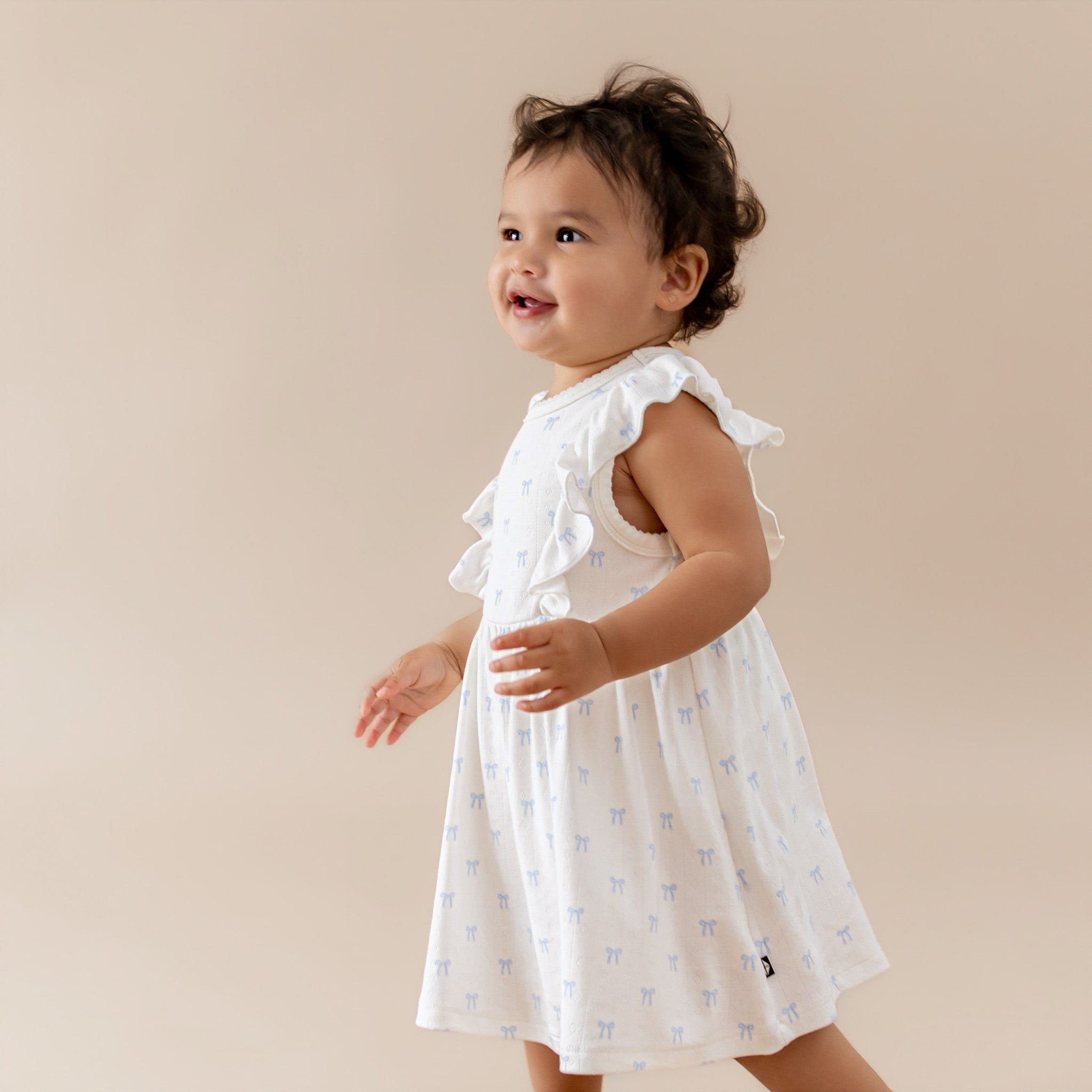 Pointelle Bodysuit Dress in Sweet Blue Bow - Image 4