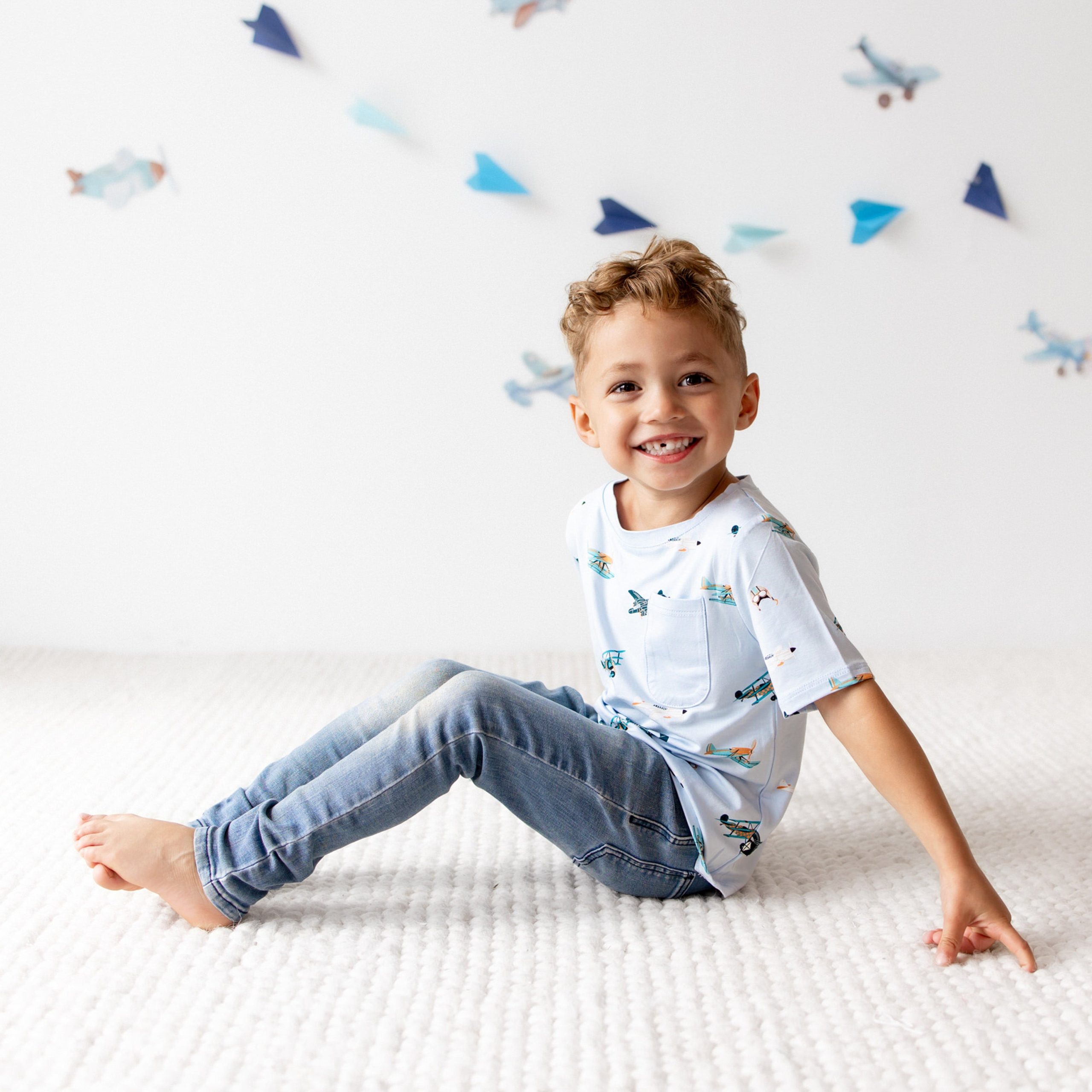 Toddler Crew Neck Tee in Take Off - Image 4