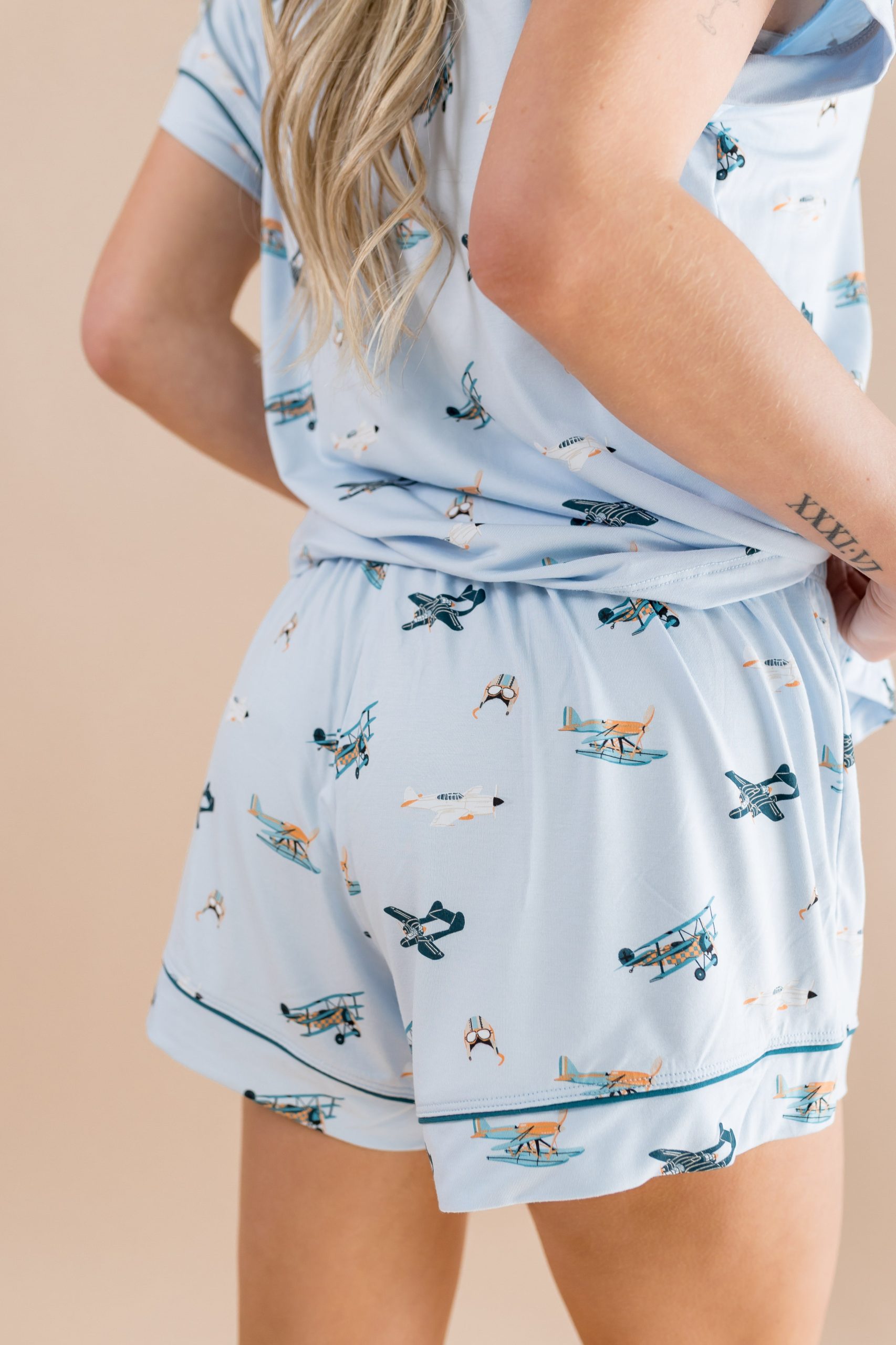 Women's Short Sleeve Pajama Set in Take Off - Image 5