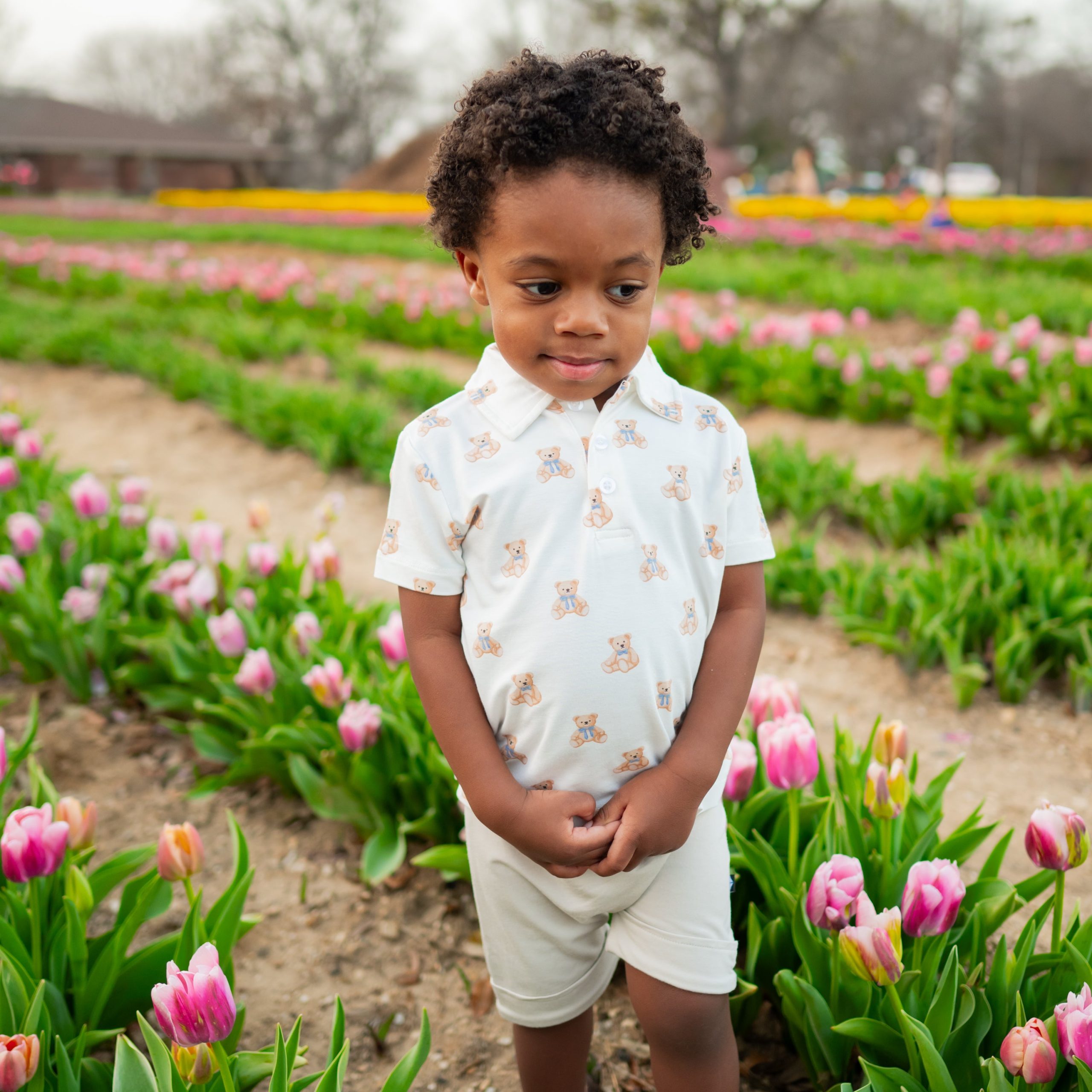 Toddler Short Sleeve Polo in Teddy Bear - Image 3