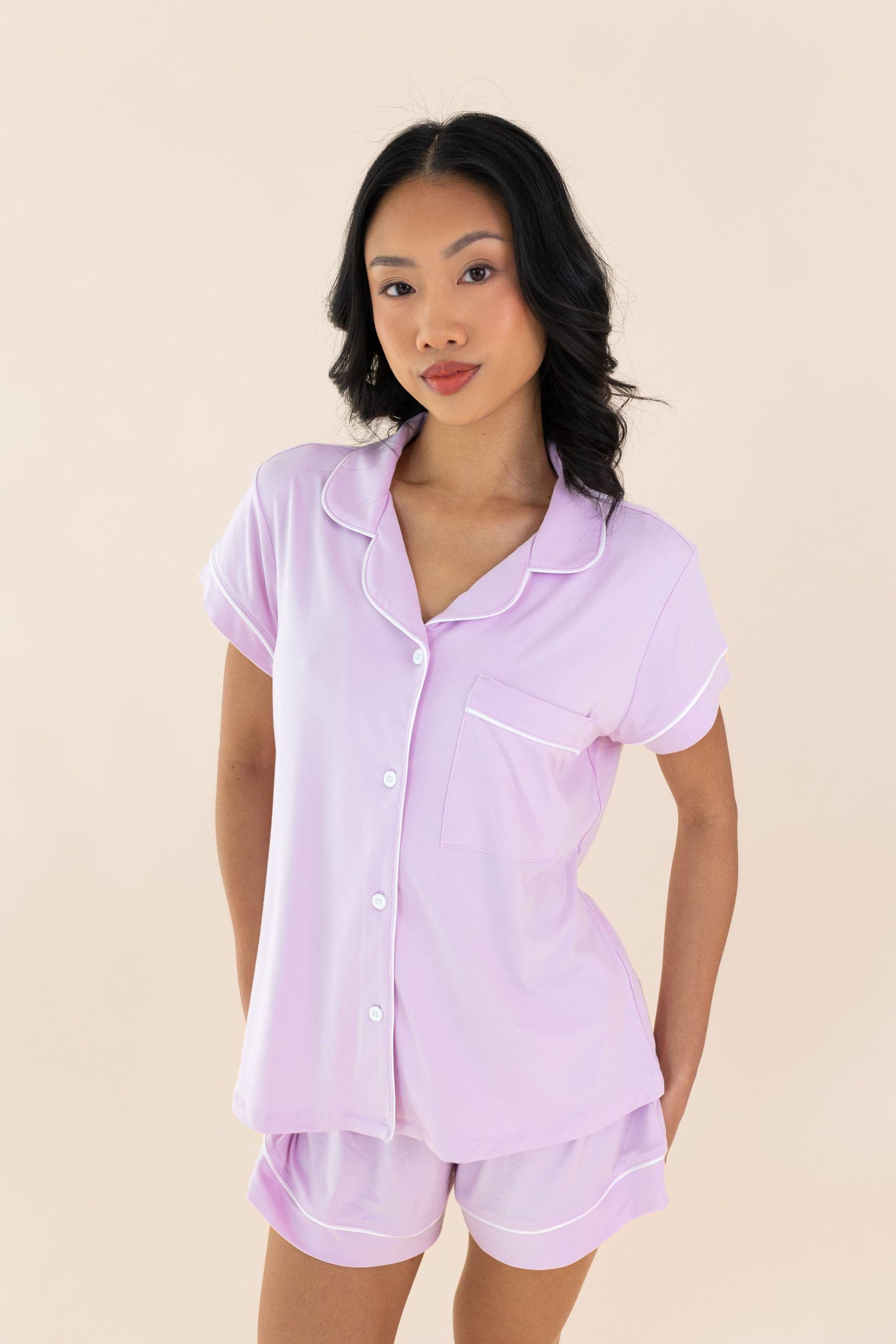 Women's Short Sleeve Pajama Set in Thistle - Image 5