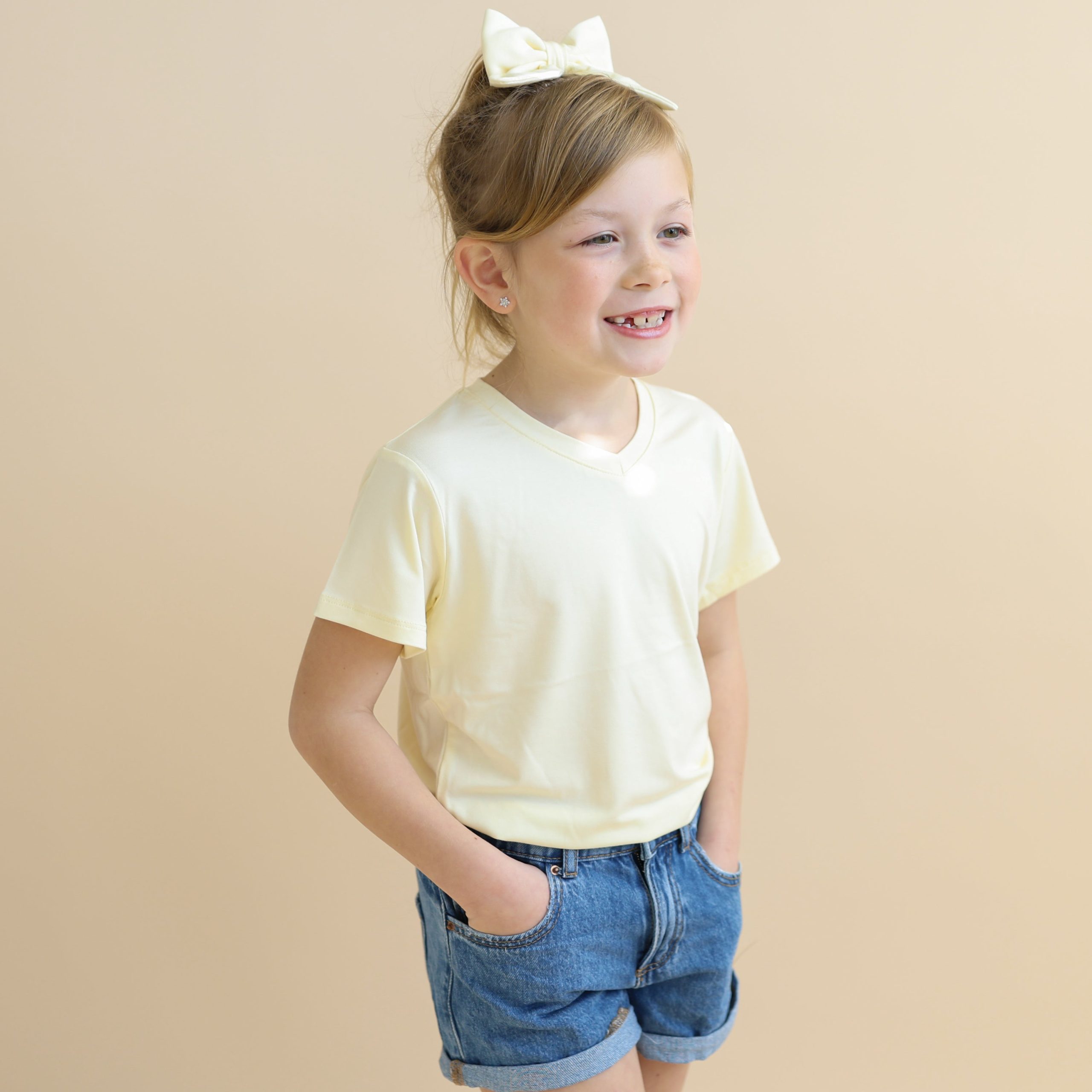 Toddler V-Neck Tee in Chamomile - Image 4