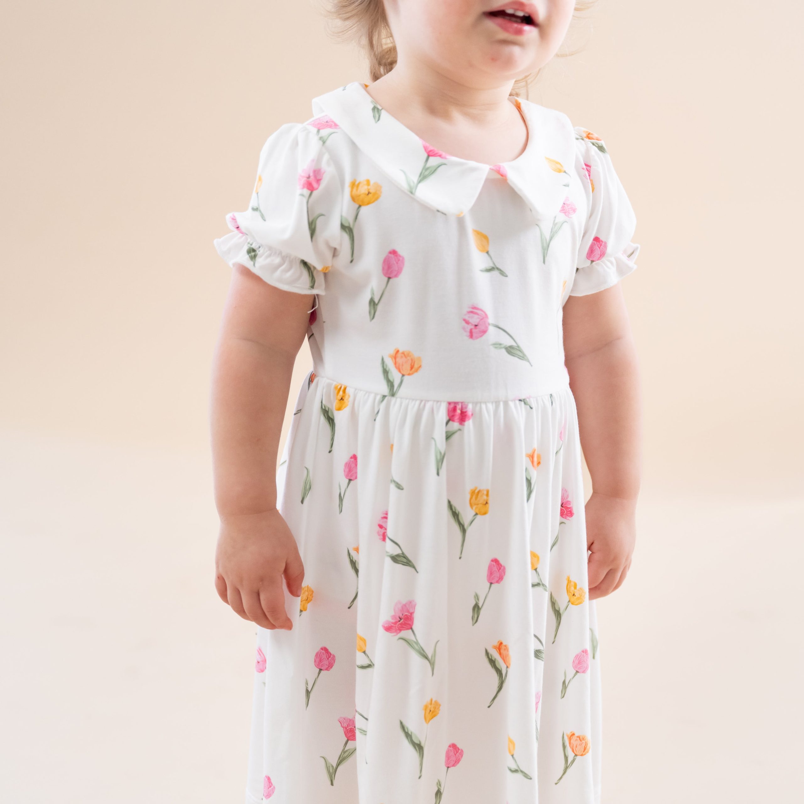 Peter Pan Collar Bodysuit Dress in Tulip - Image 4