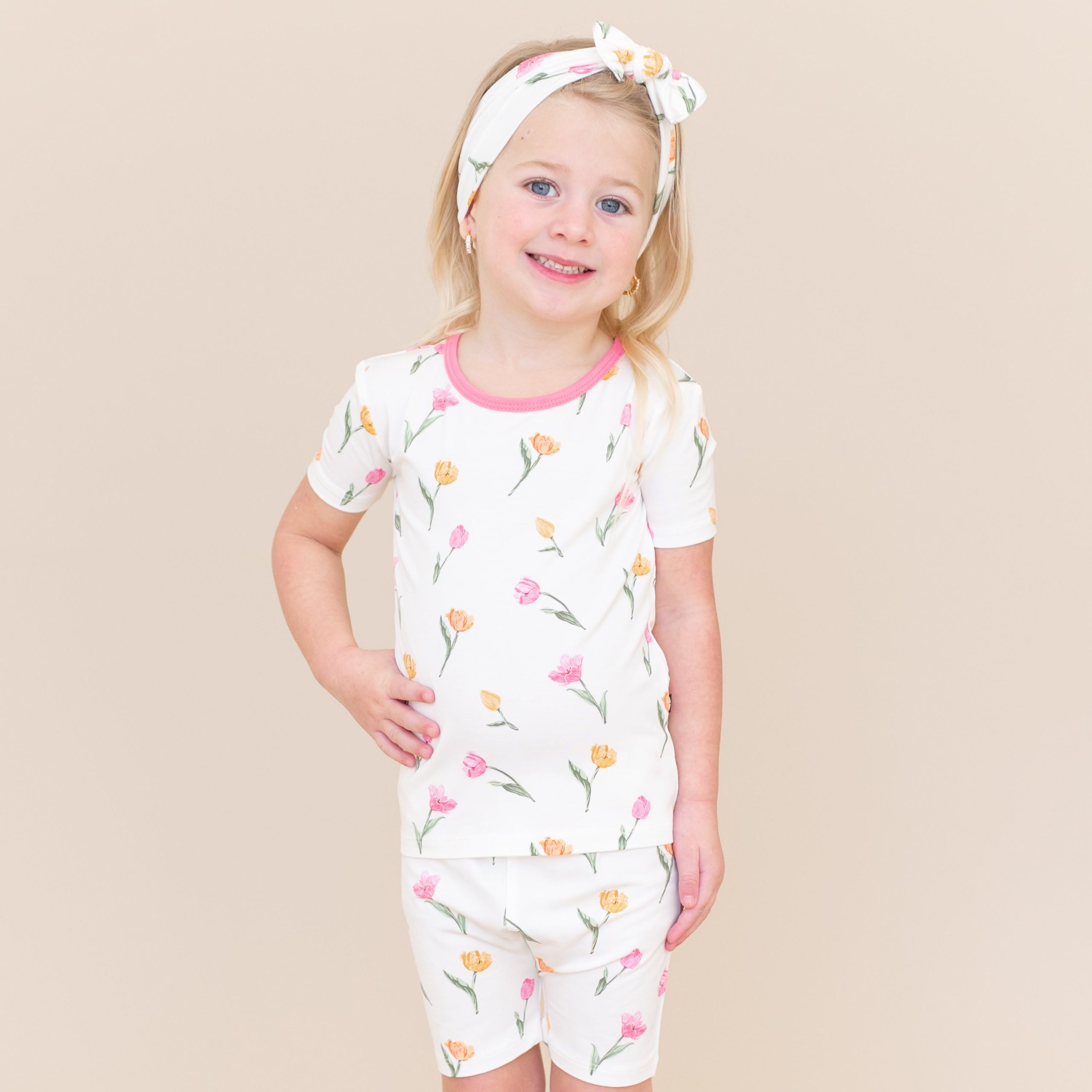 Short Sleeve Pajamas in Tulip - Image 4