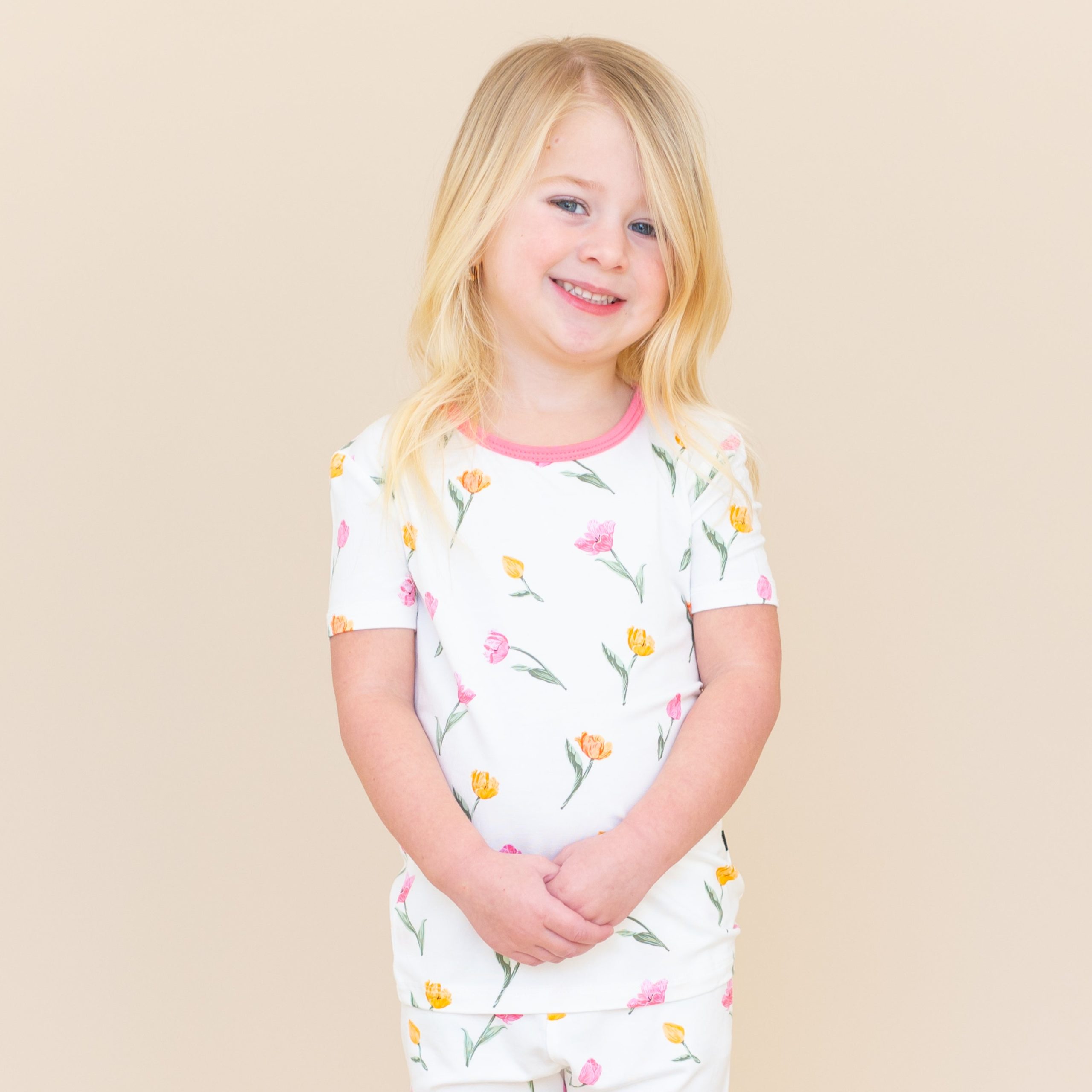 Short Sleeve Pajamas in Tulip - Image 3