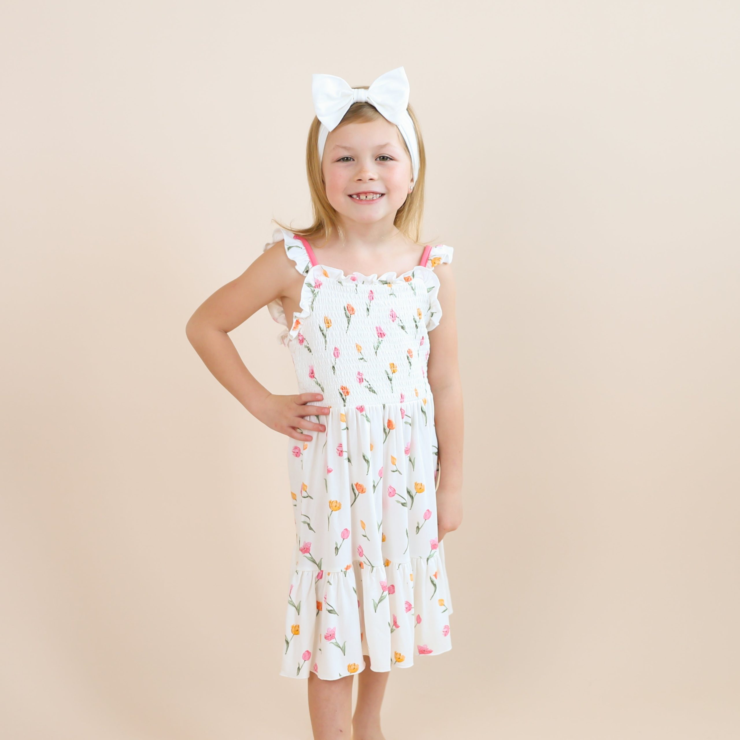 Smocked Dress in Tulip - Image 3