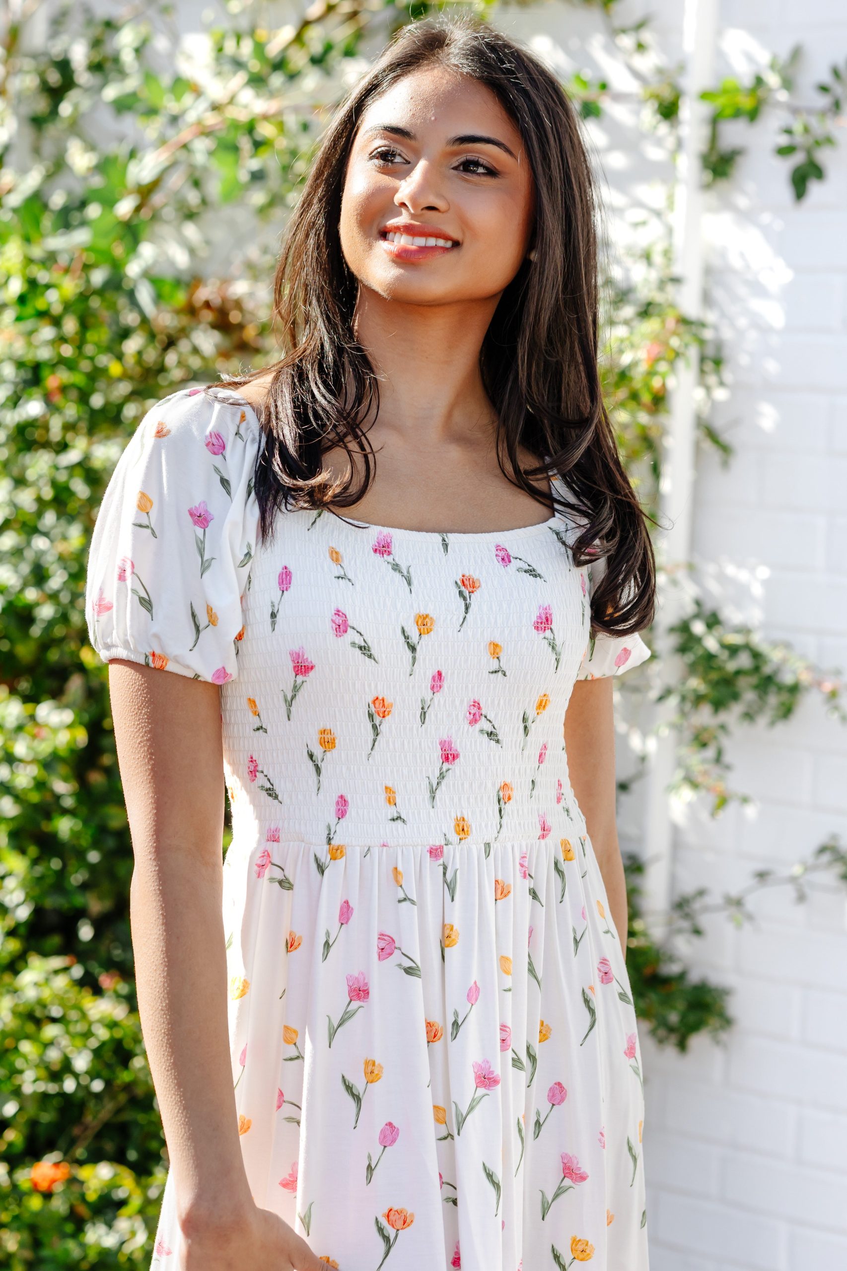 Women's Smocked Dress in Tulip - Image 3
