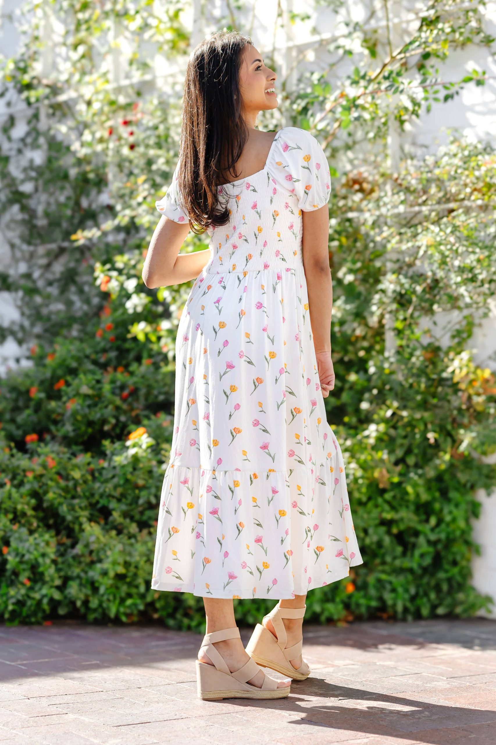 Women's Smocked Dress in Tulip - Image 6
