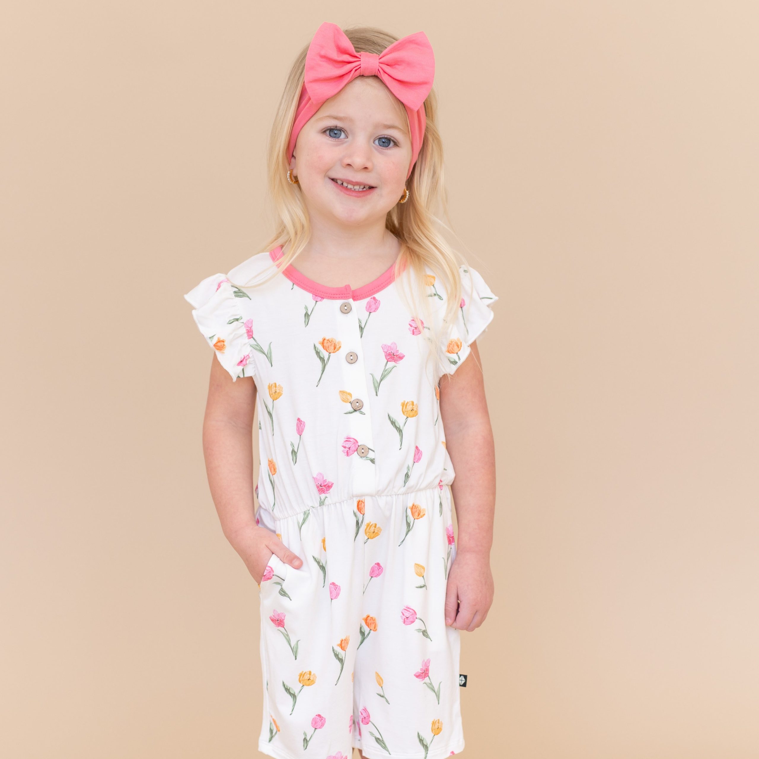 Flutter Sleeve Romper in Tulip - Image 4