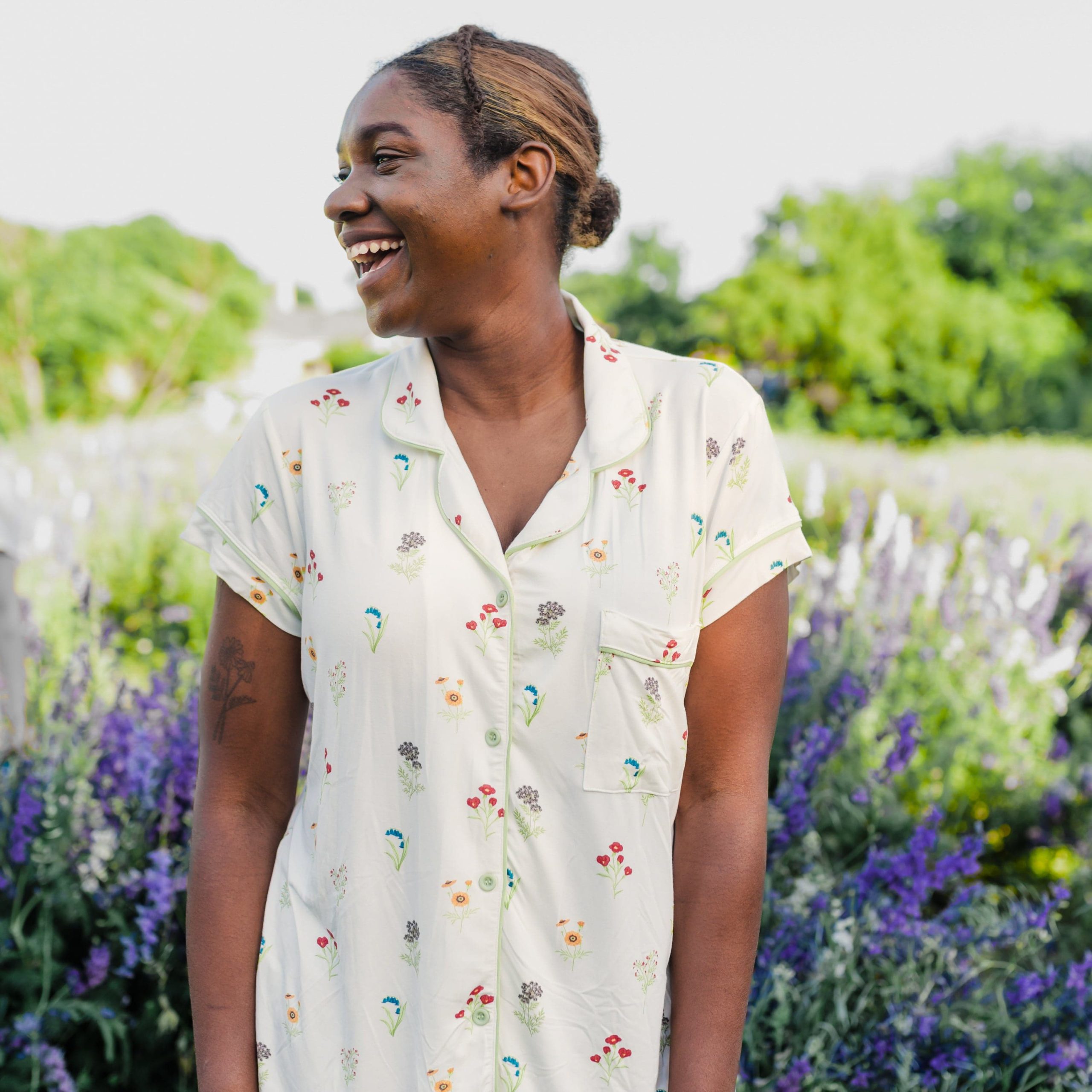 Women's Short Sleeve Pajama Set in Wildflower - Image 2