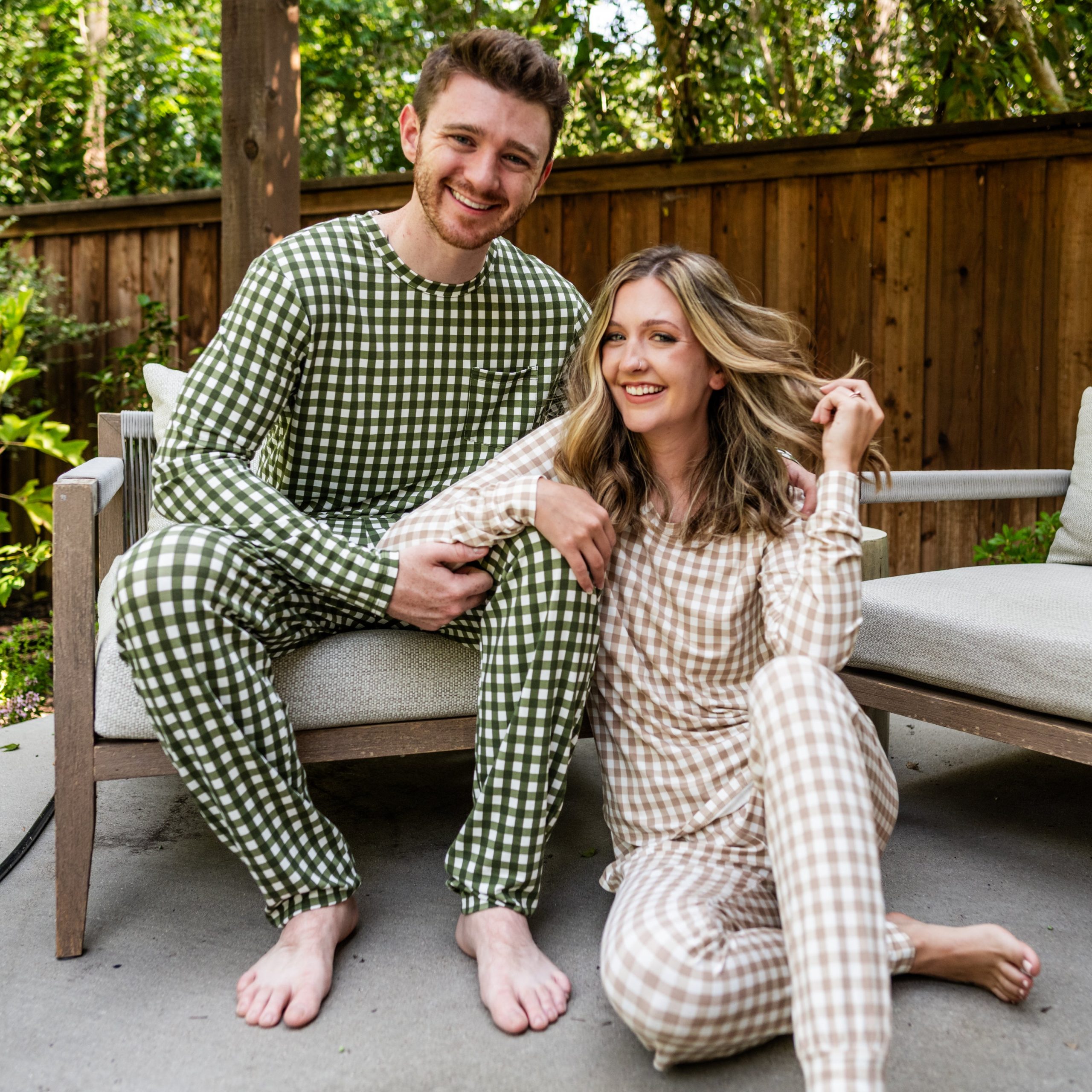 Women's Jogger Pajama Set in Gingham Bisque - Image 7
