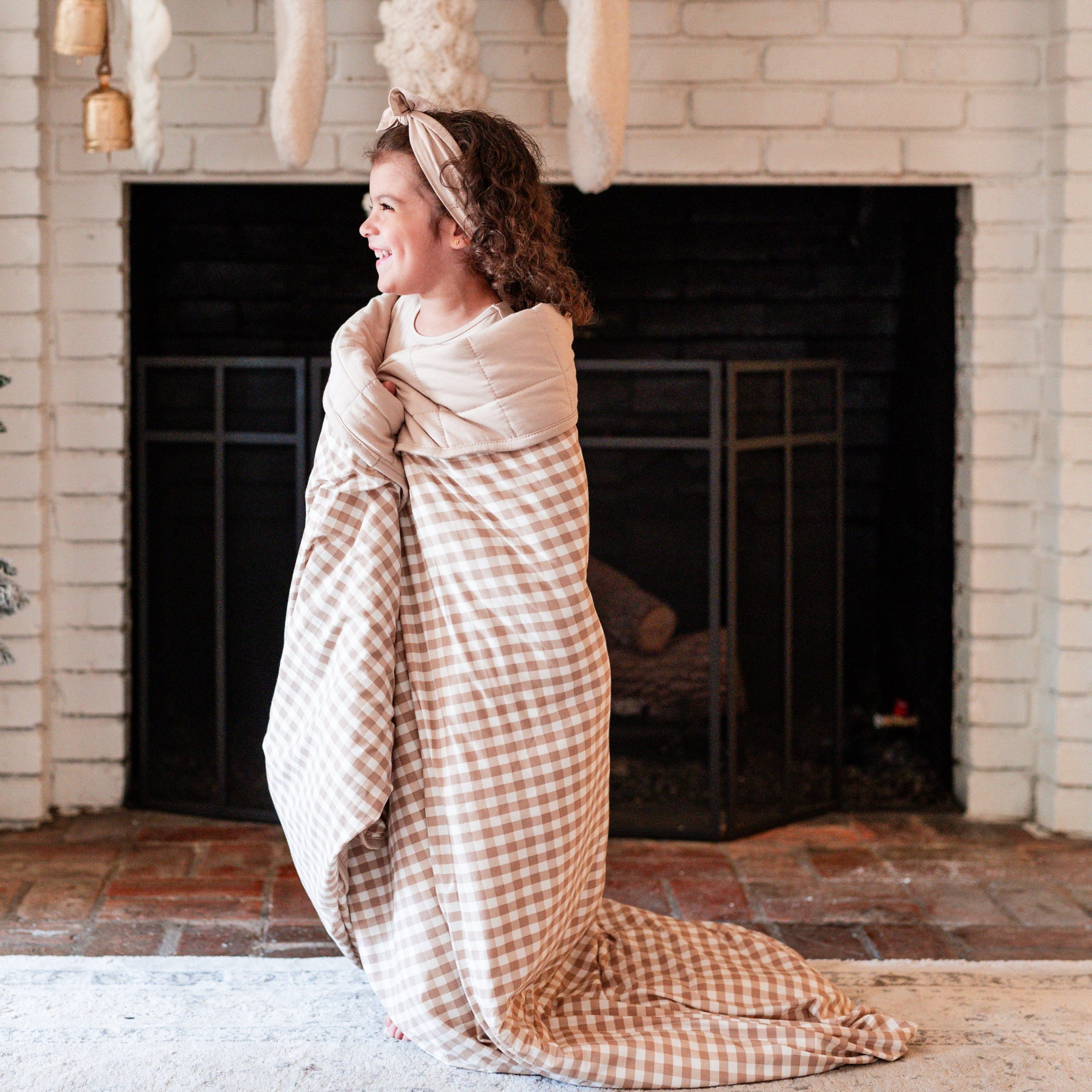 Youth Blanket in Gingham Bisque 2.5