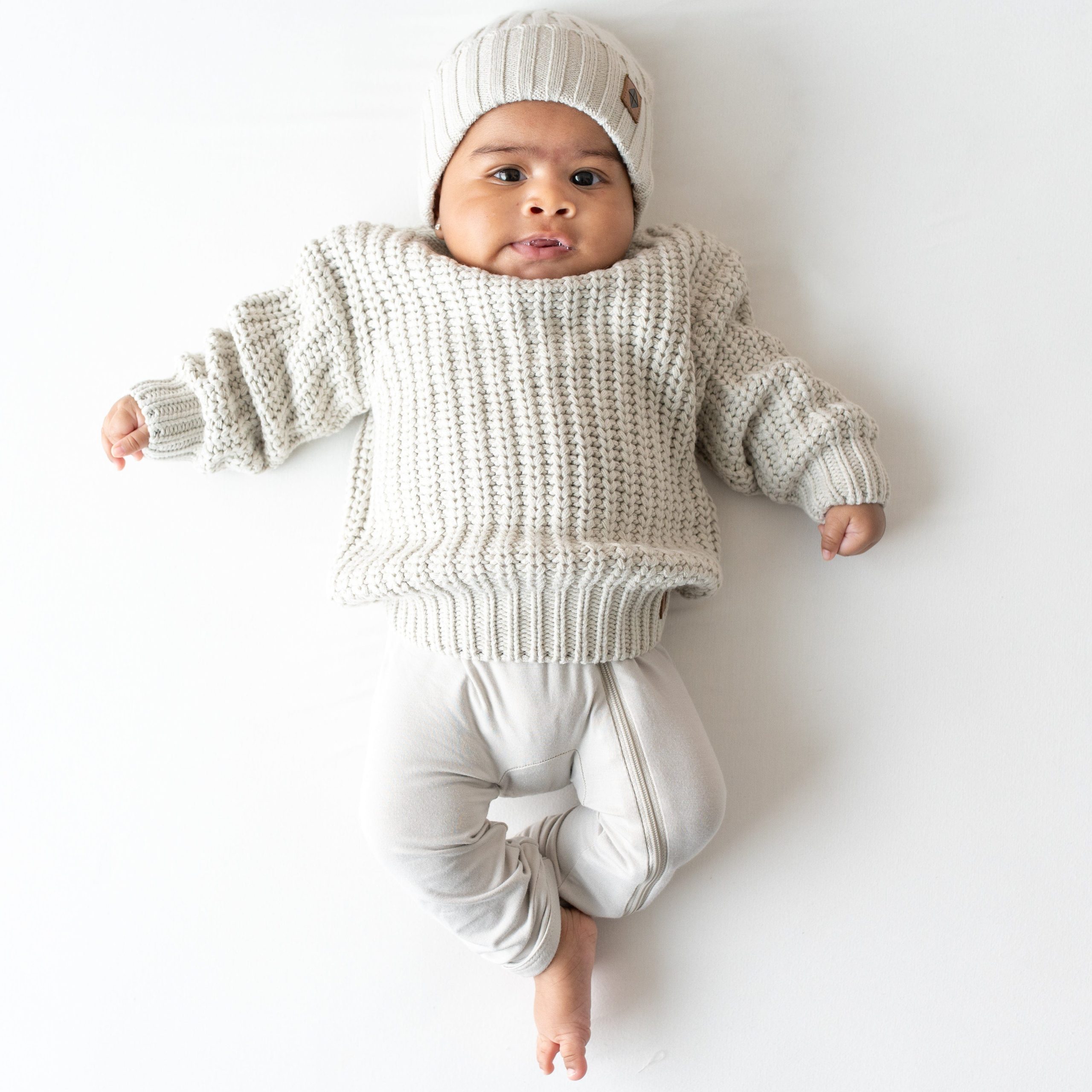 Chunky Knit Ribbed Beanie in Oat - Image 2