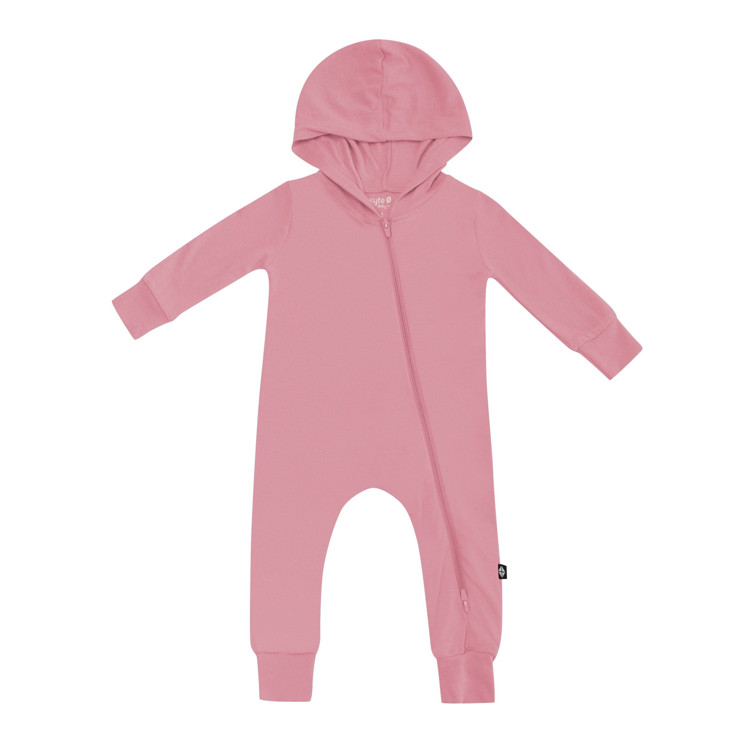 Bamboo Jersey Hooded Zippered Romper in Apple Blossom - Image 2