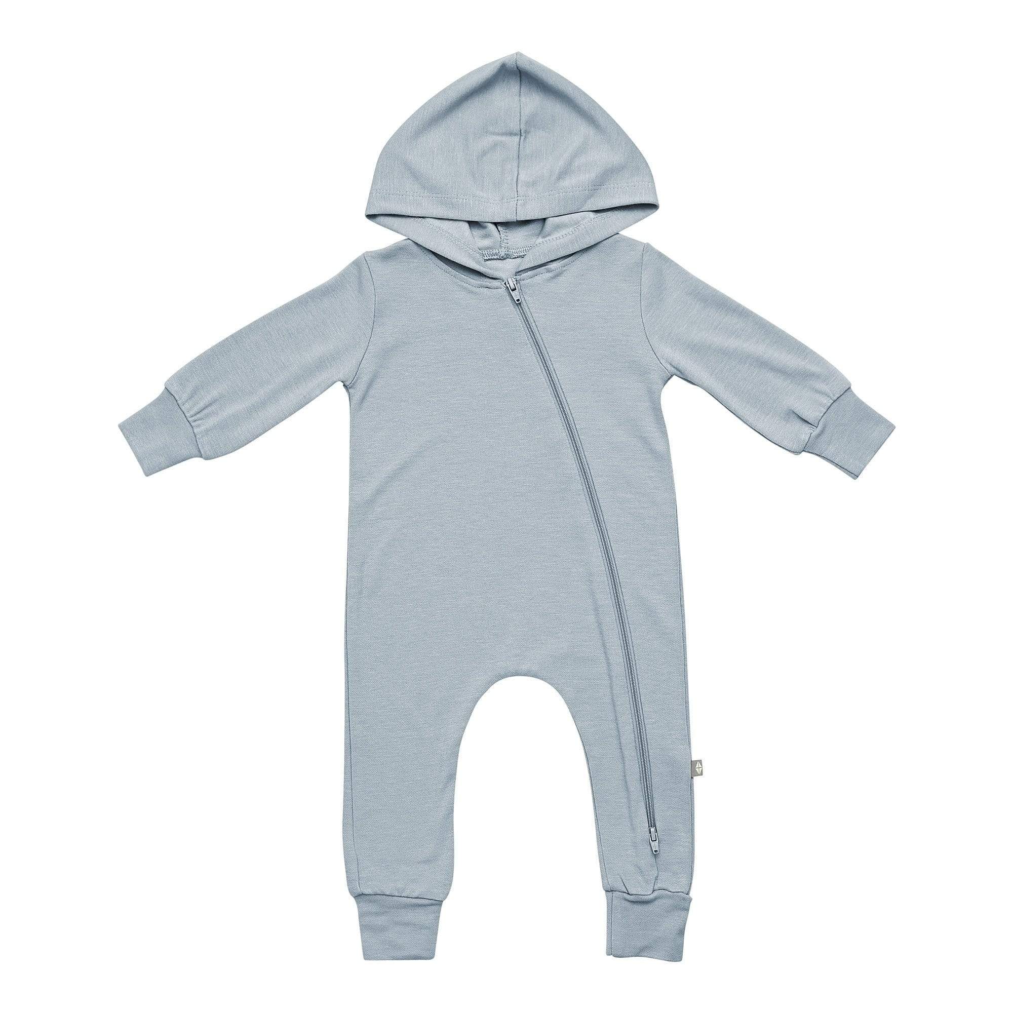 Bamboo Jersey Hooded Zippered Romper in Fog - Image 2