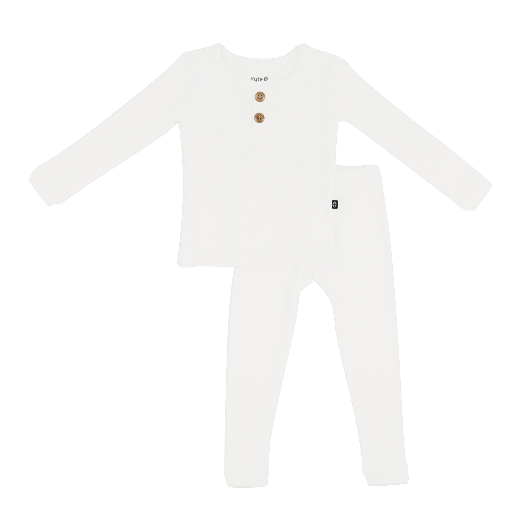 Ribbed Henley Set in Cloud - Image 2