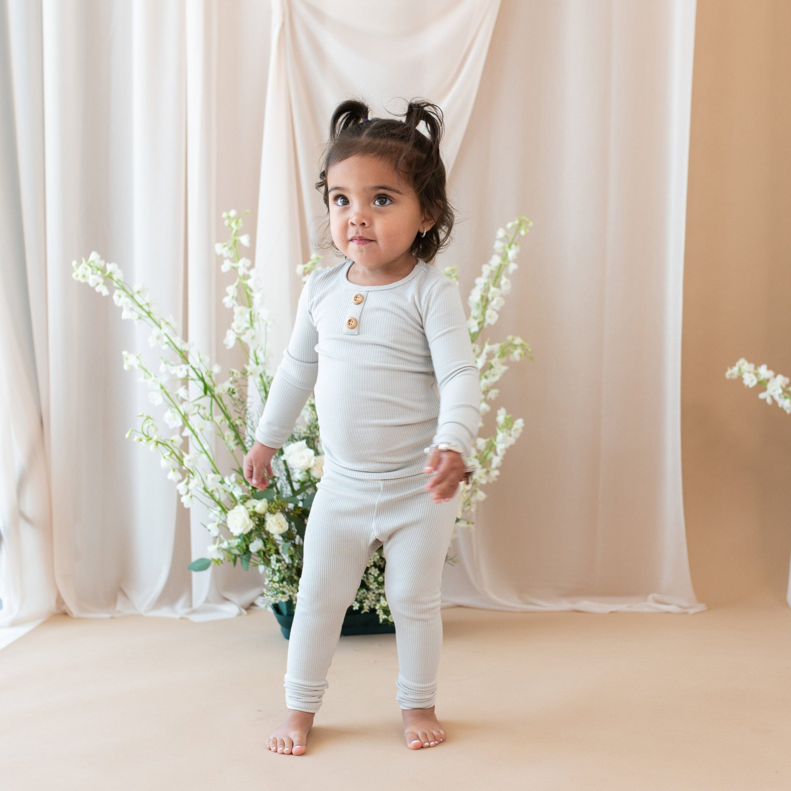 Ribbed Henley Set in Oat - Image 4