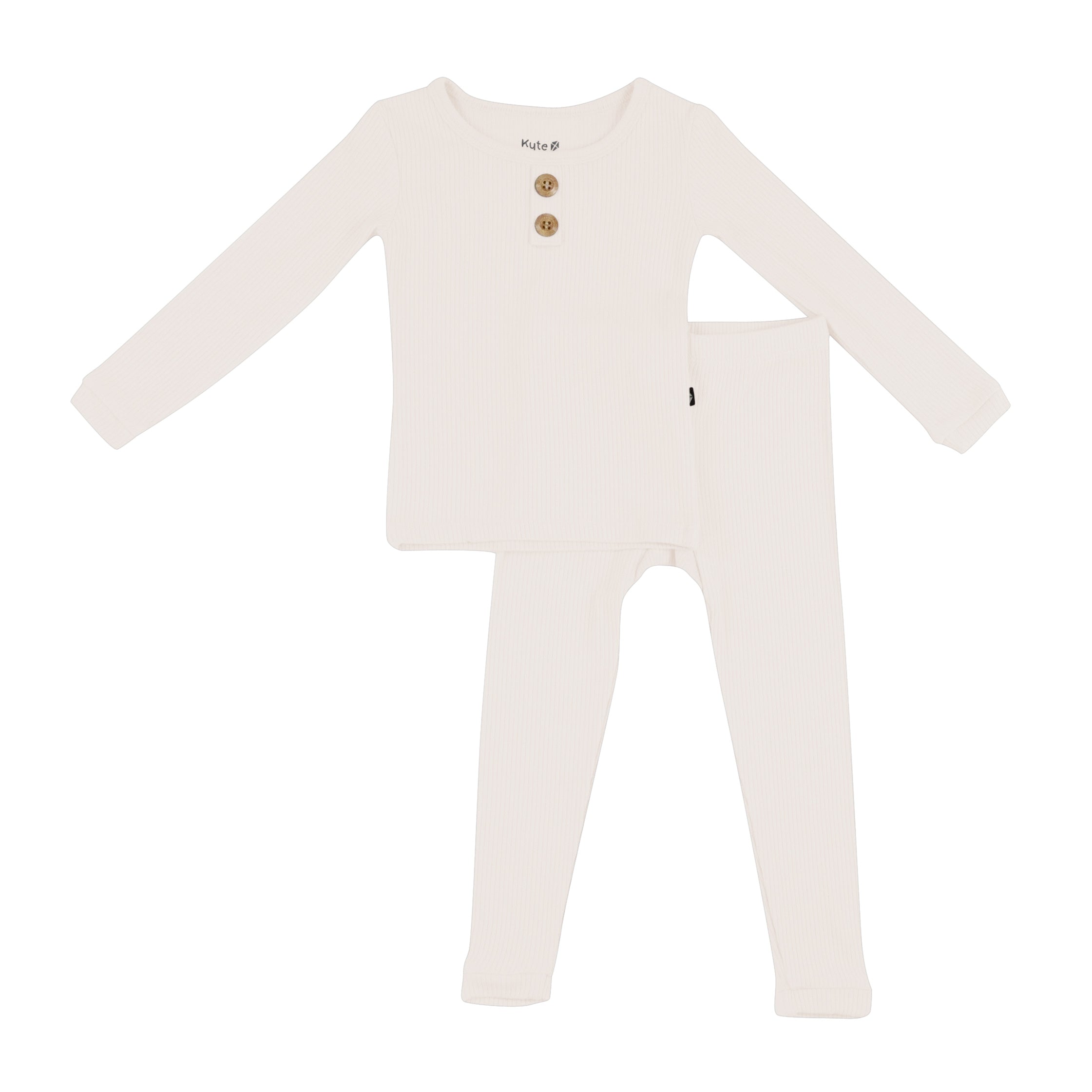Ribbed Henley Set in Oat - Image 2