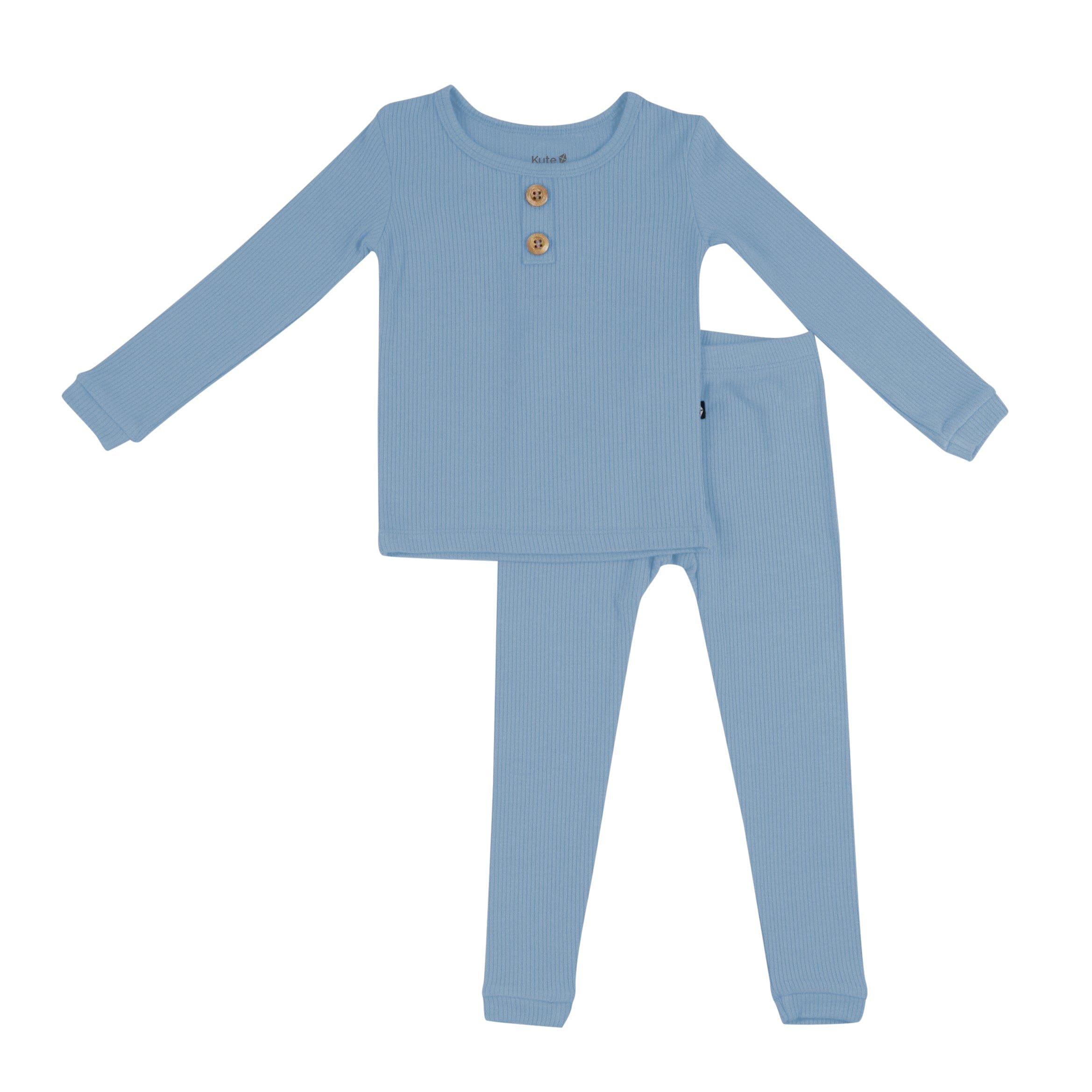 Ribbed Henley Set in Slate - Image 2