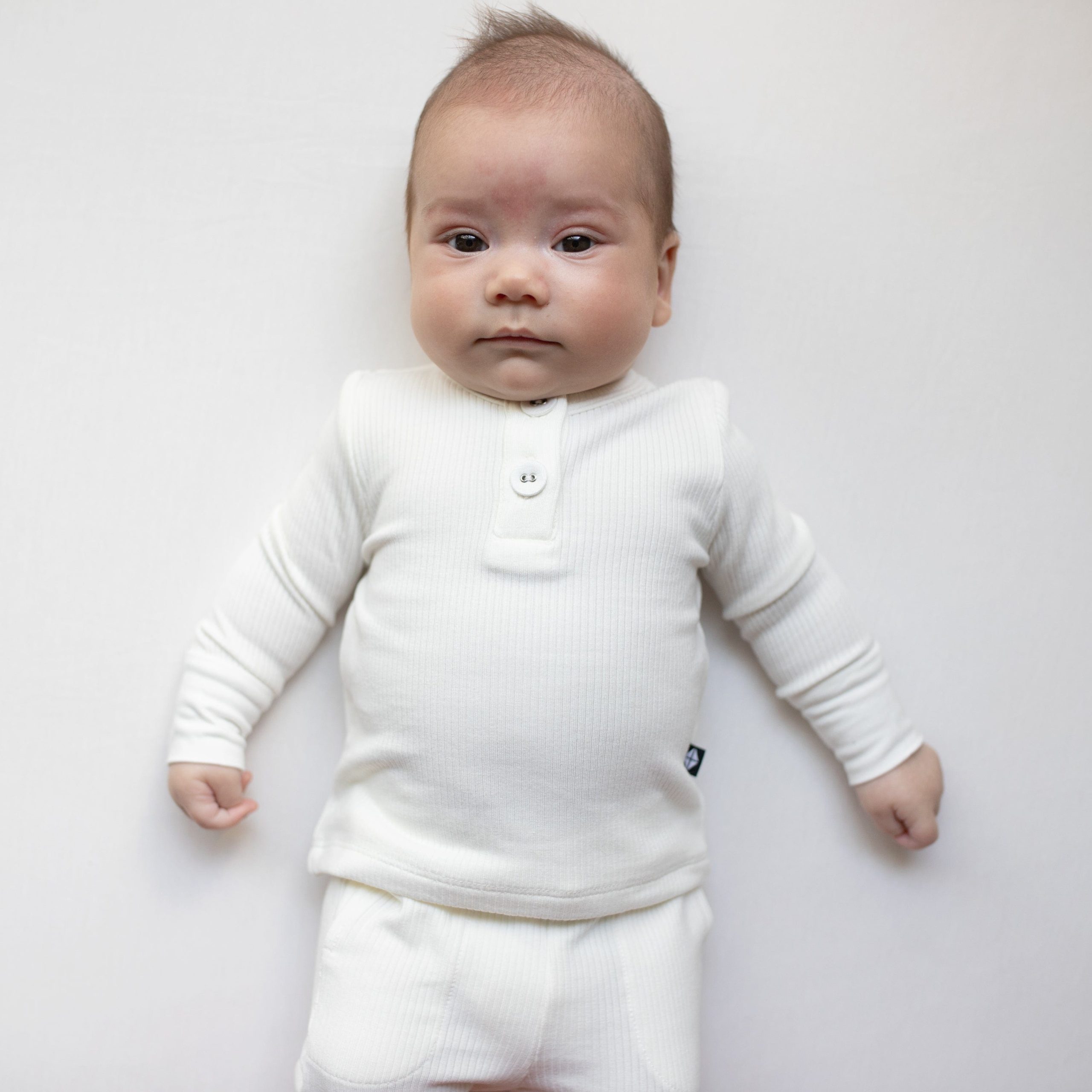 Ribbed Infant Henley Set in Cloud - Image 3