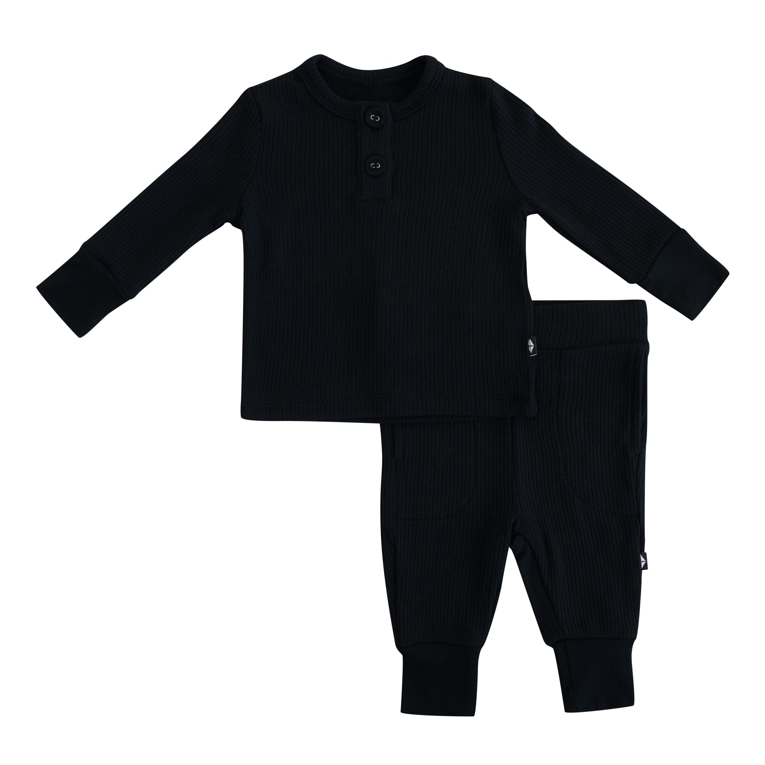 Ribbed Infant Henley Set in Midnight - Image 2