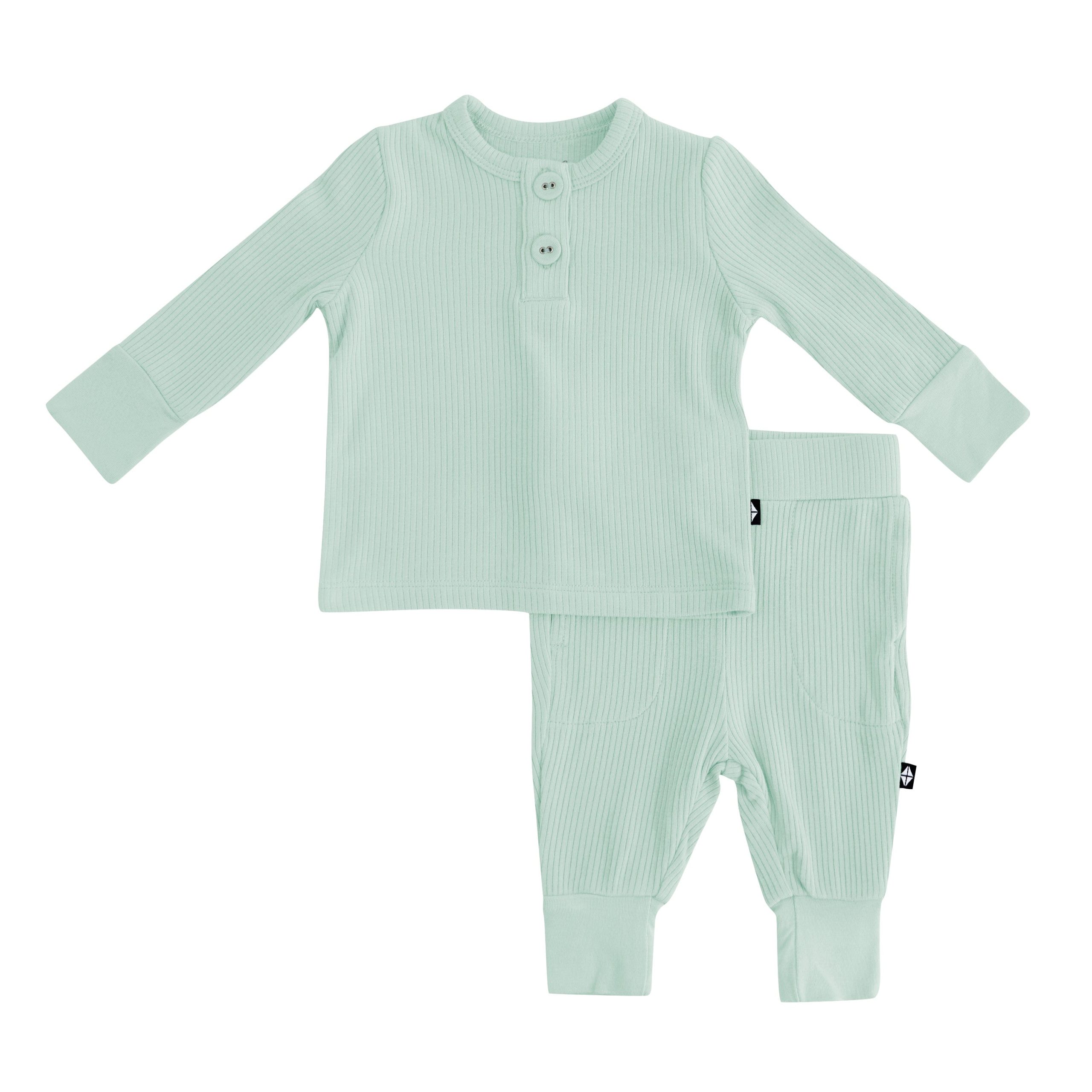 Ribbed Infant Henley Set in Sage - Image 2
